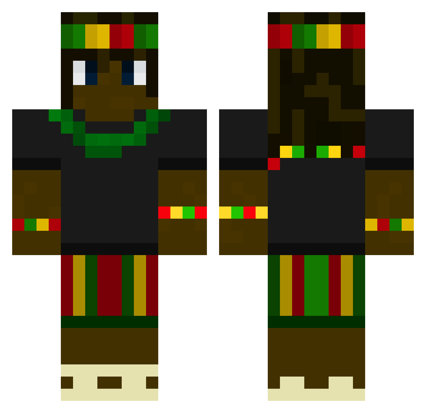 sh4zs3 Minecraft skin, front and back view
