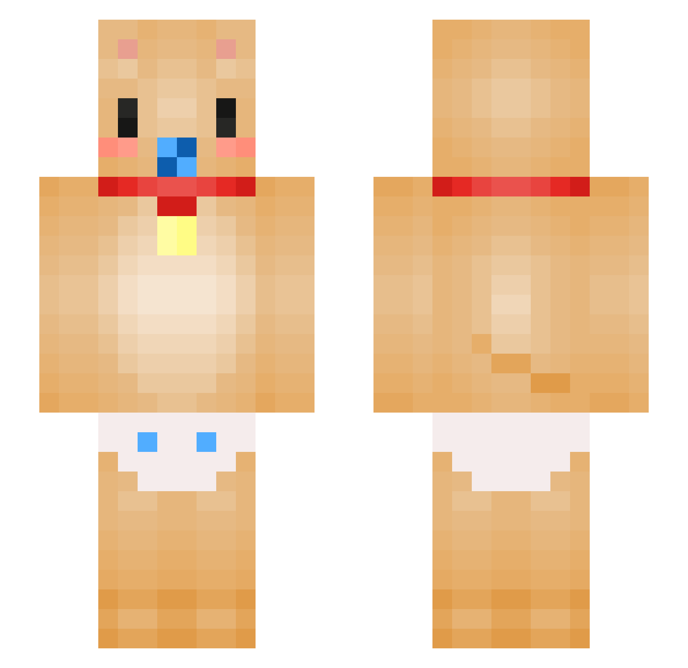 Paadoox Minecraft skin, front and back view