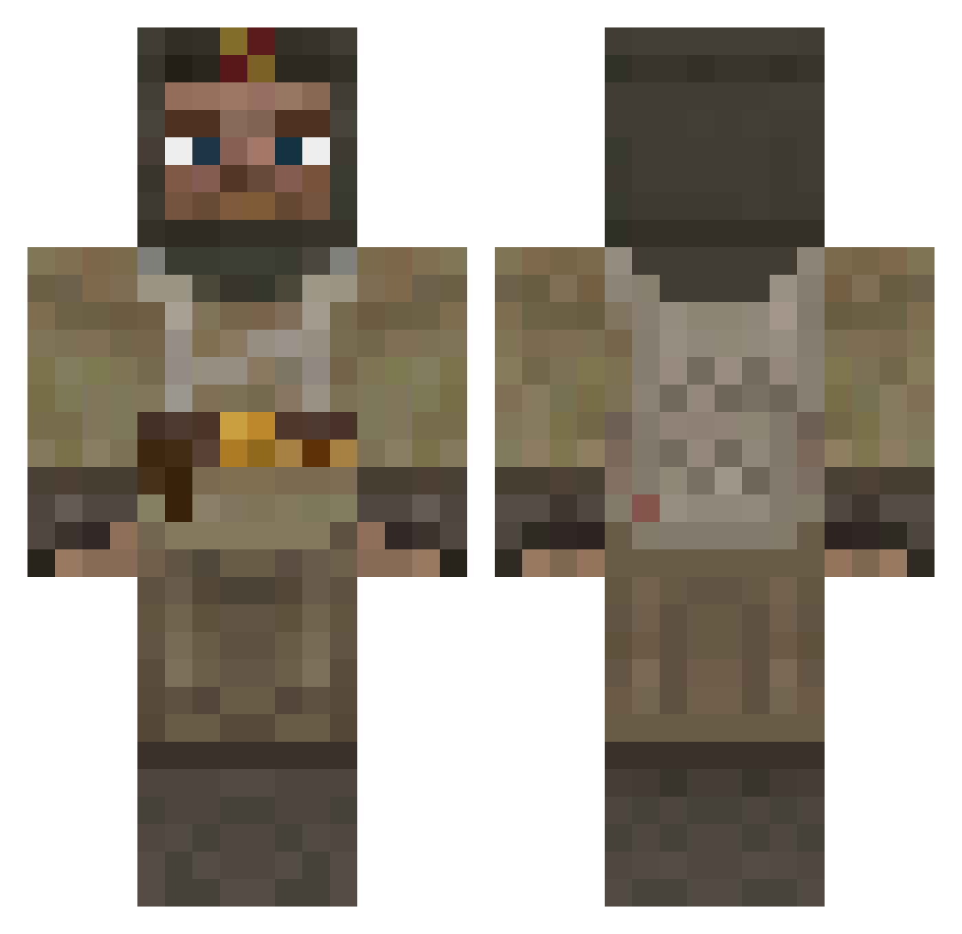 Sgtsackboy Minecraft skin, front and back view