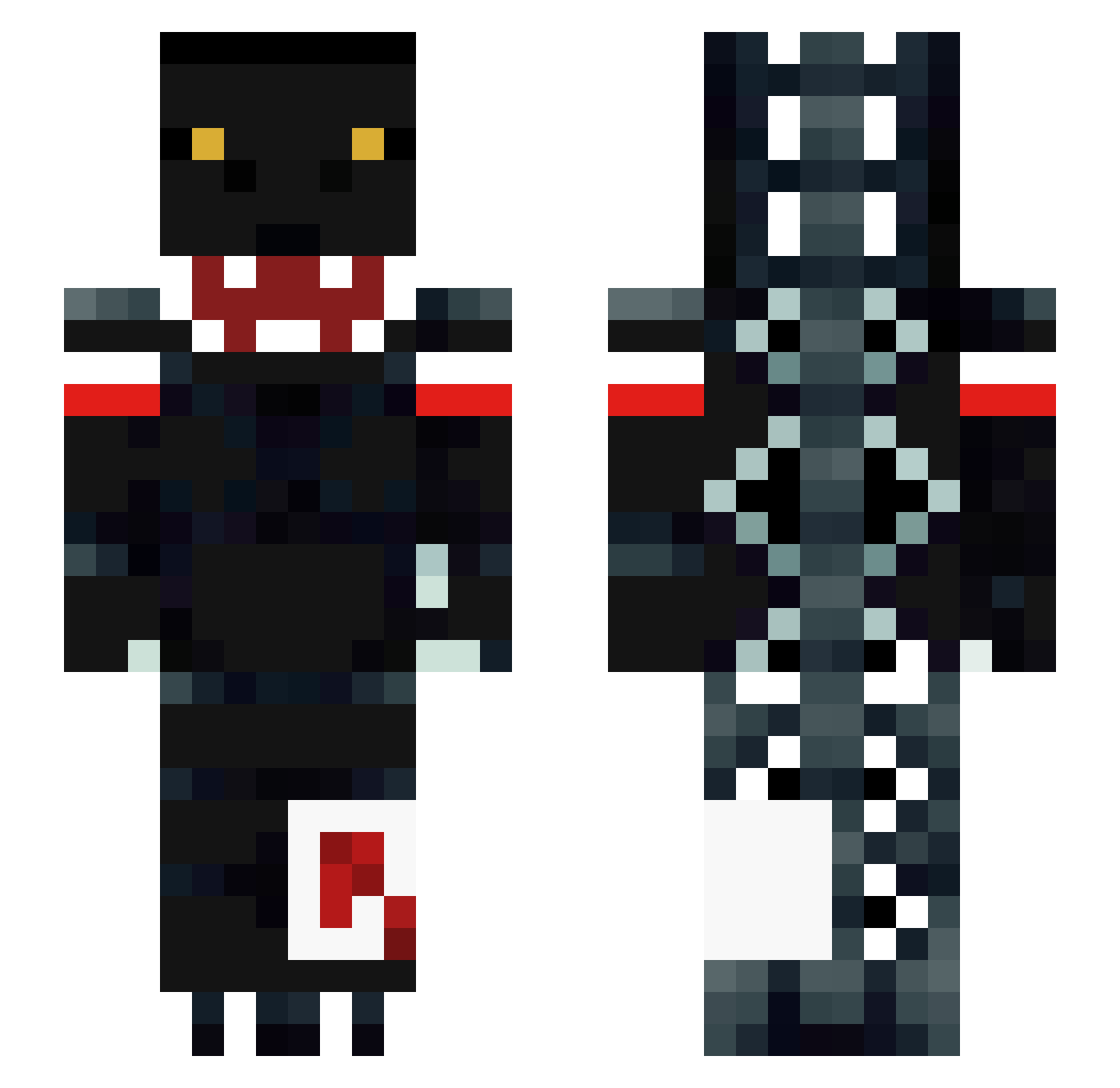 Bartekgodzilla Minecraft skin, front and back view