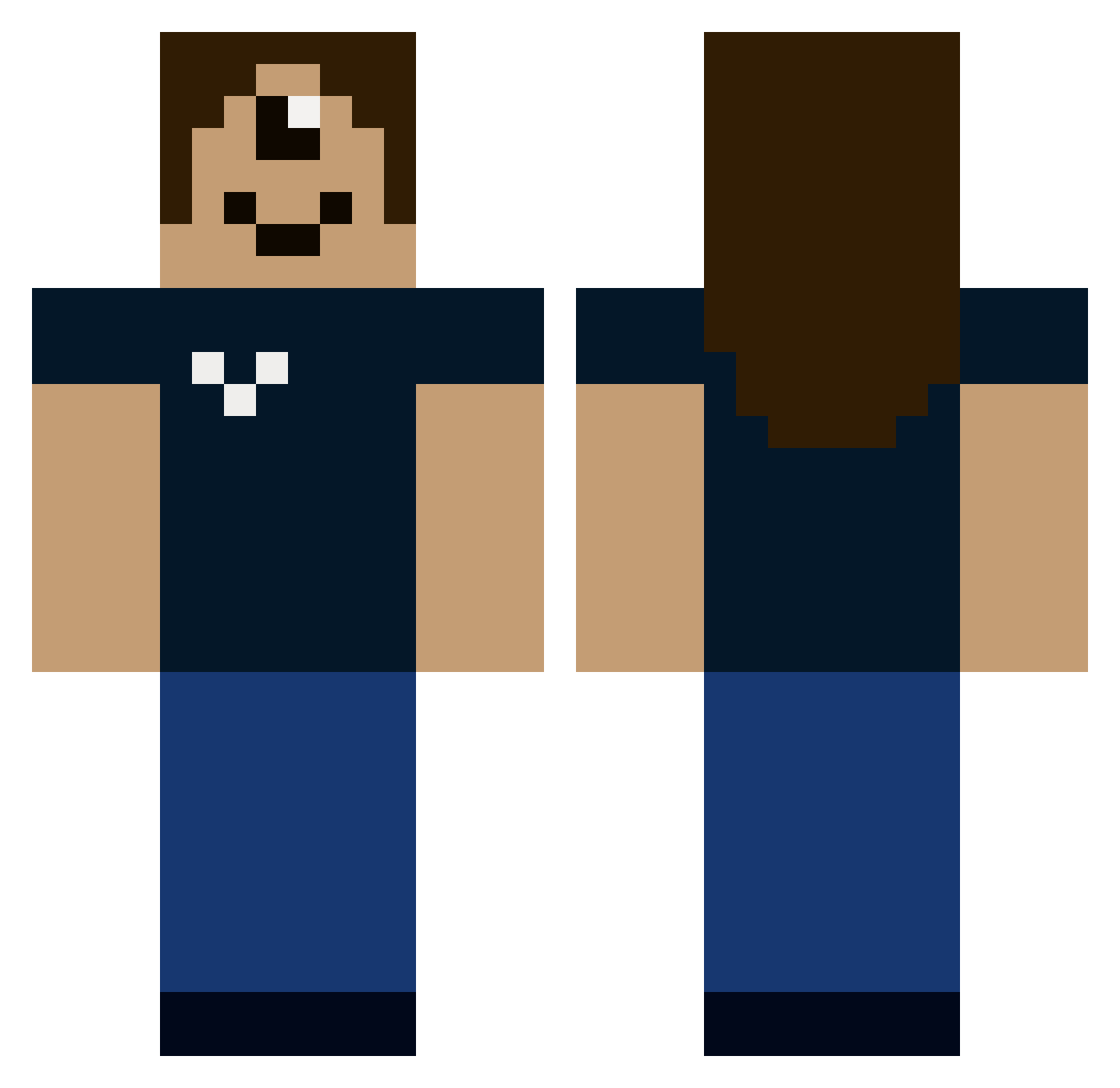 Dishonesties Minecraft skin, front and back view