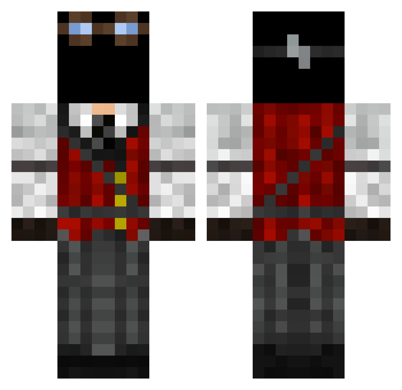Sportguy75 Minecraft skin, front and back view