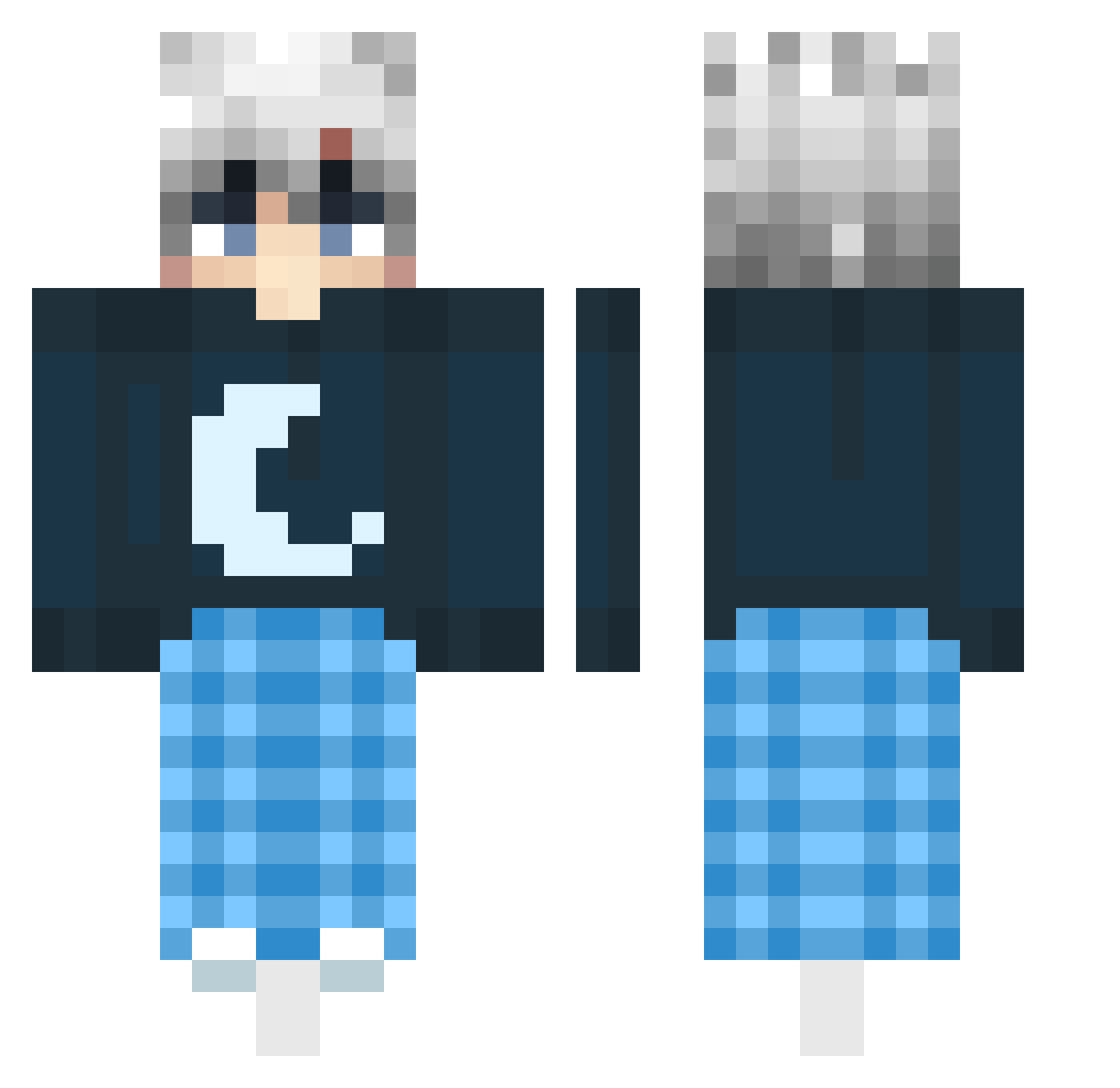 MohanIThink Minecraft skin, front and back view