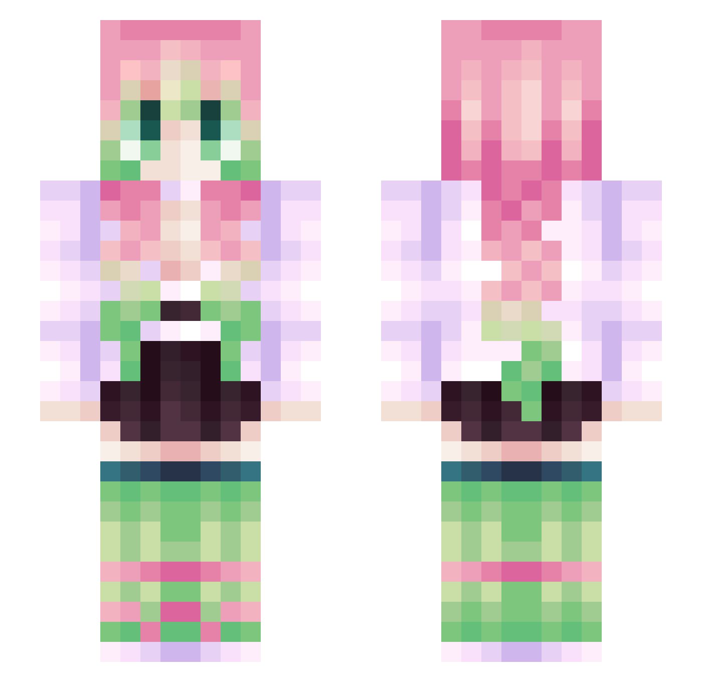sugarplumtea Minecraft skin, front and back view