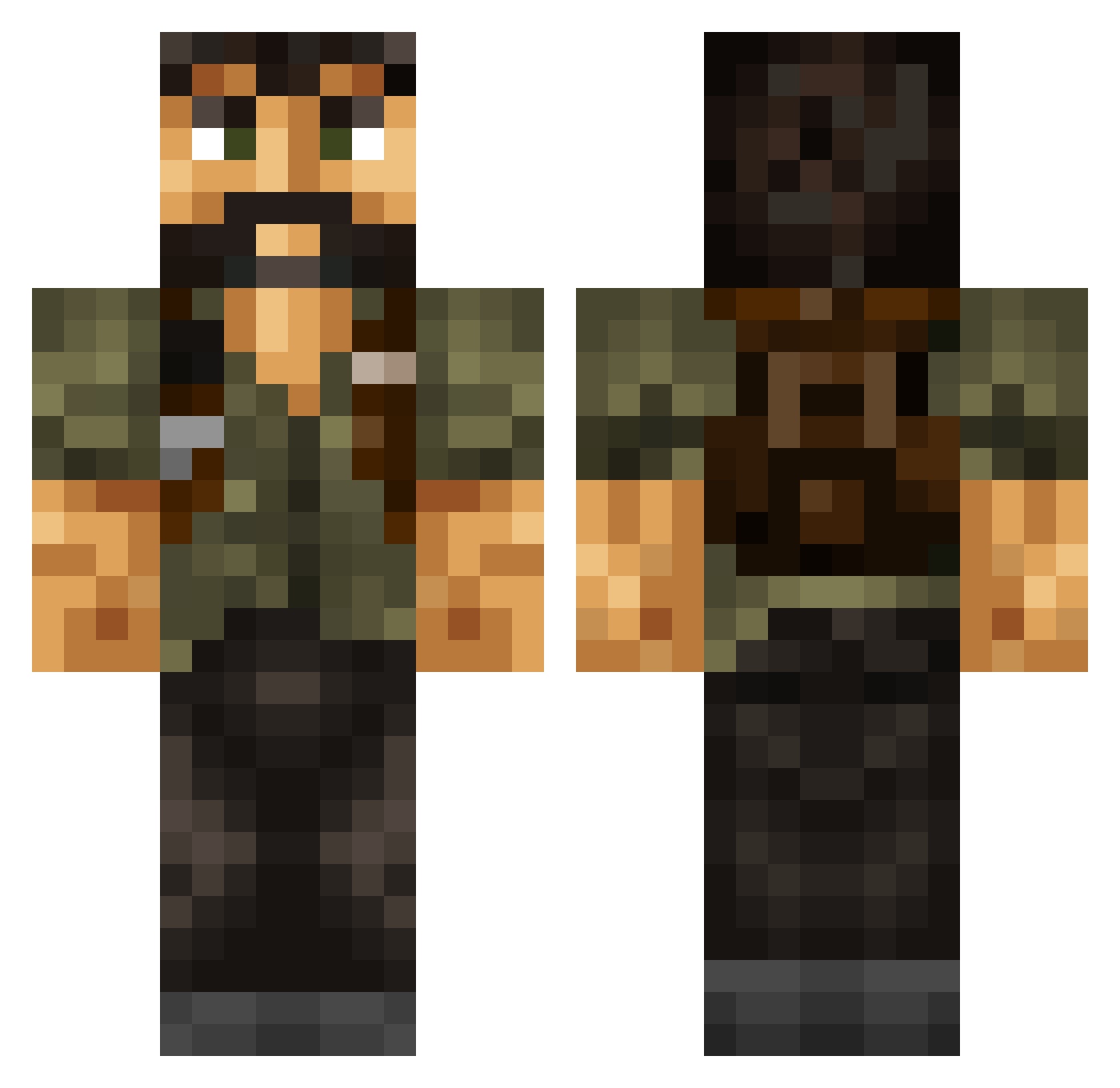 diamantdigger Minecraft skin, front and back view