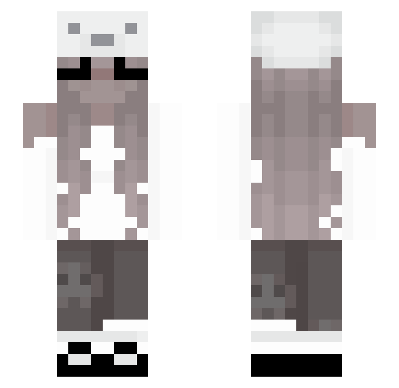 iPerfecta Minecraft skin, front and back view