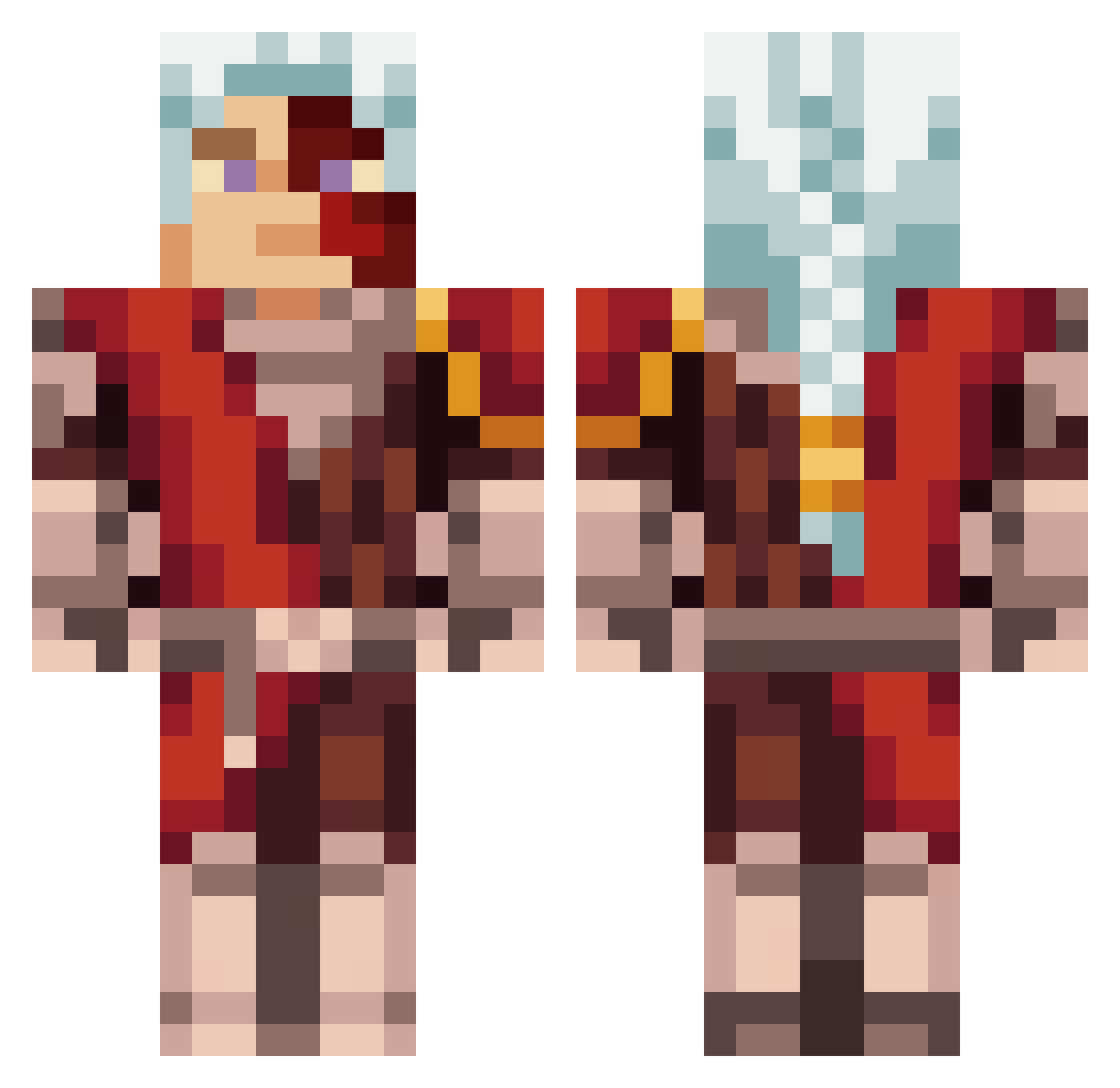 Bruhvidence Minecraft skin, front and back view