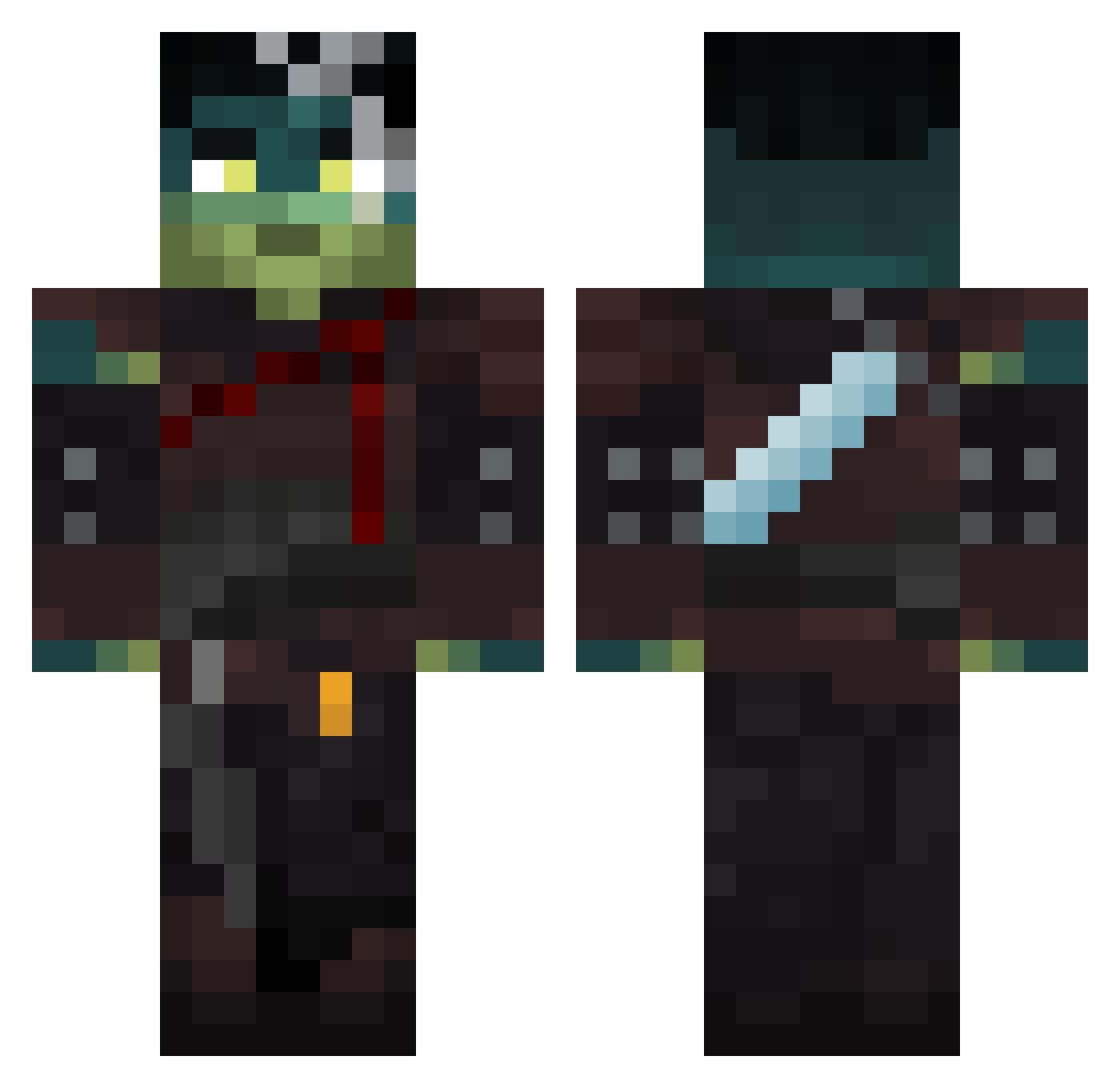 MooAndStuff Minecraft skin, front and back view