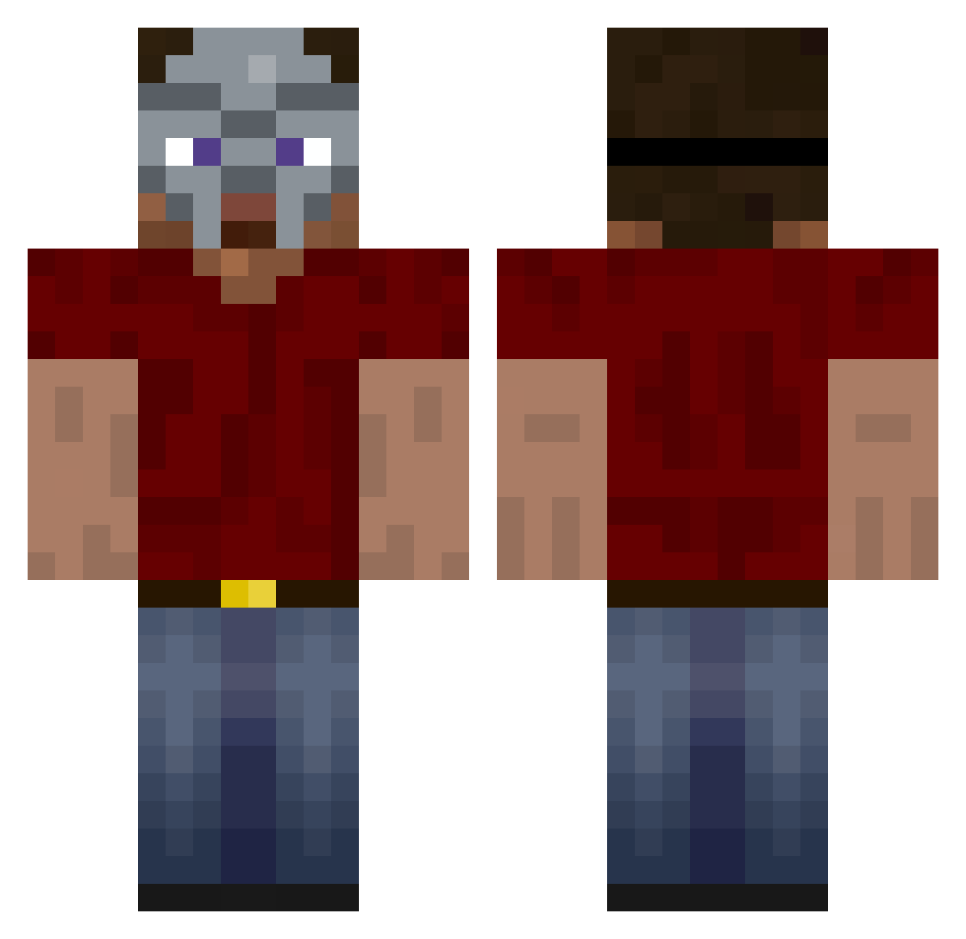 Tism66 Minecraft skin, front and back view