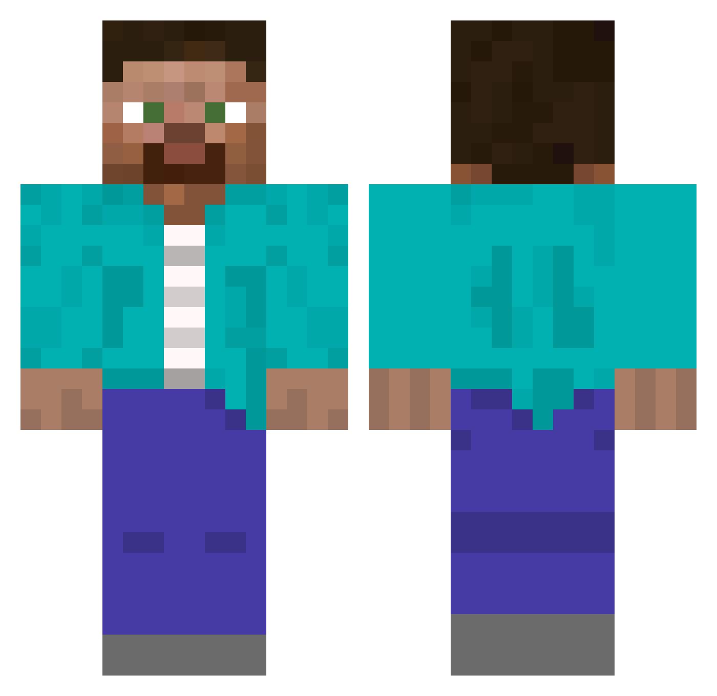 DiabloKiki Minecraft skin, front and back view