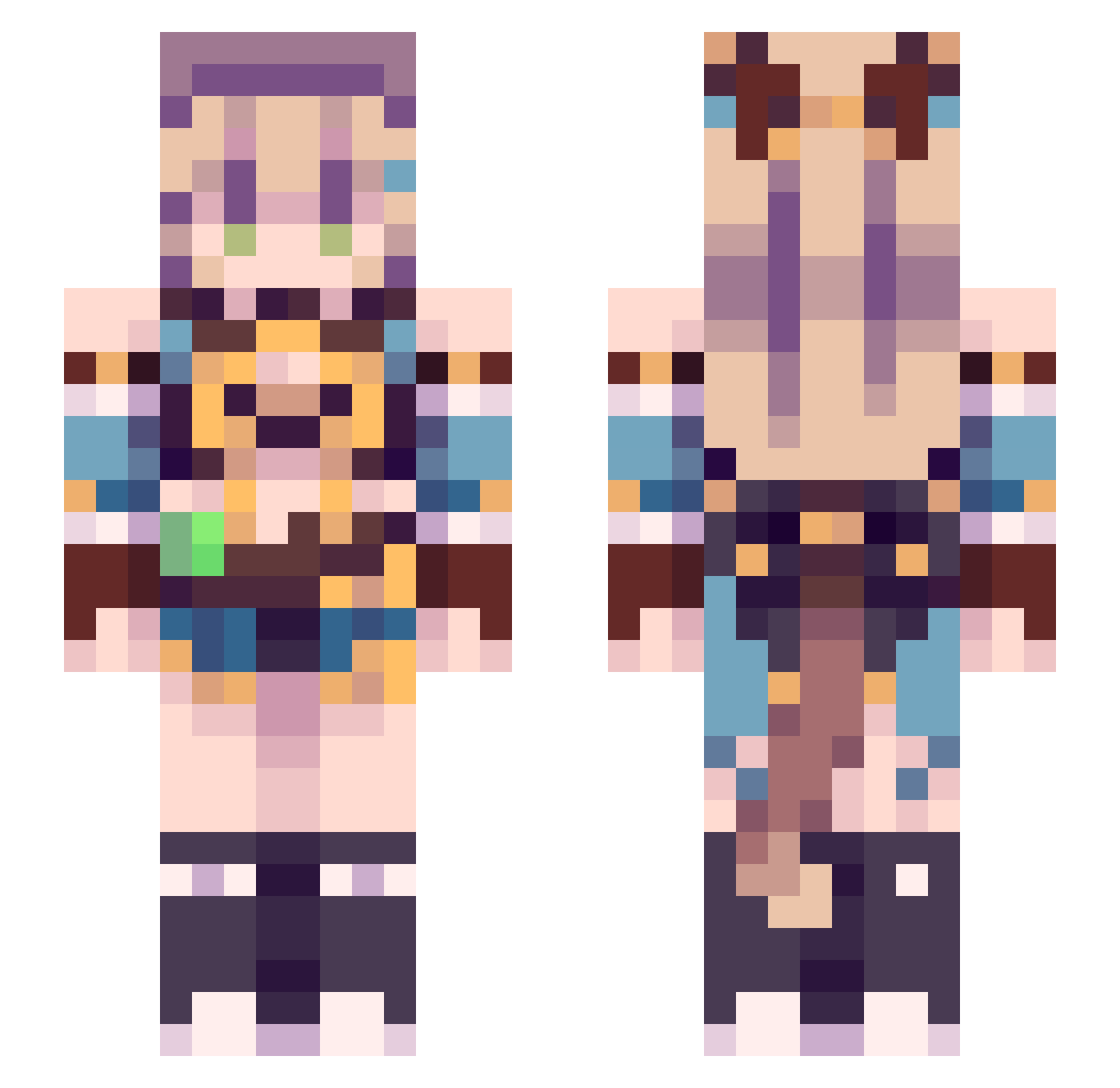 Leavelie Minecraft skin, front and back view