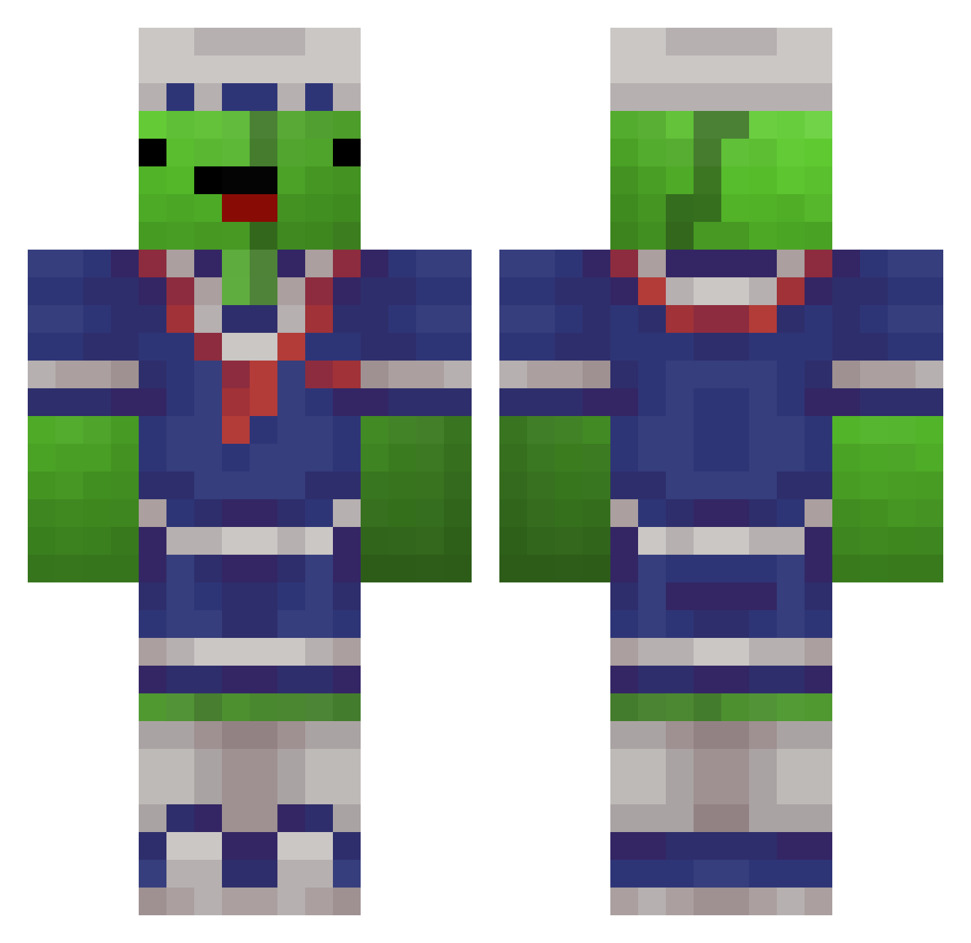 CrazyKelpGuy Minecraft skin, front and back view