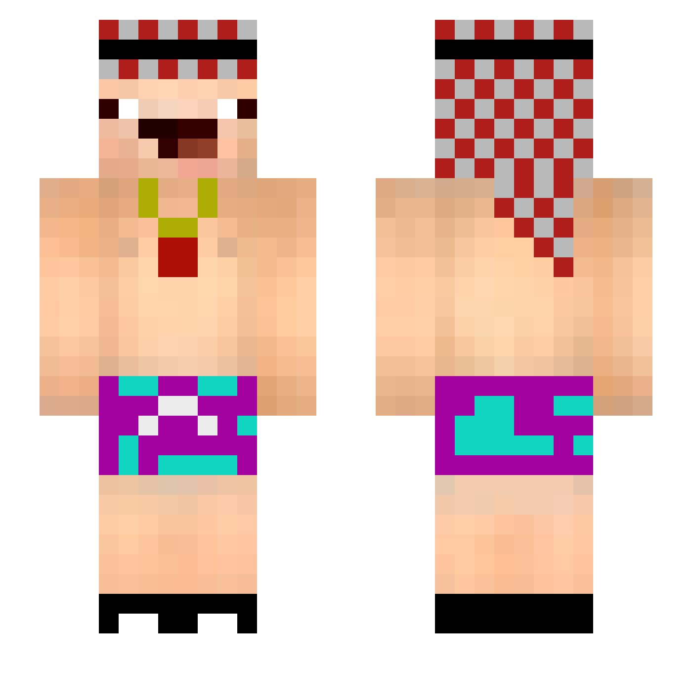 tmxr20 Minecraft skin, front and back view
