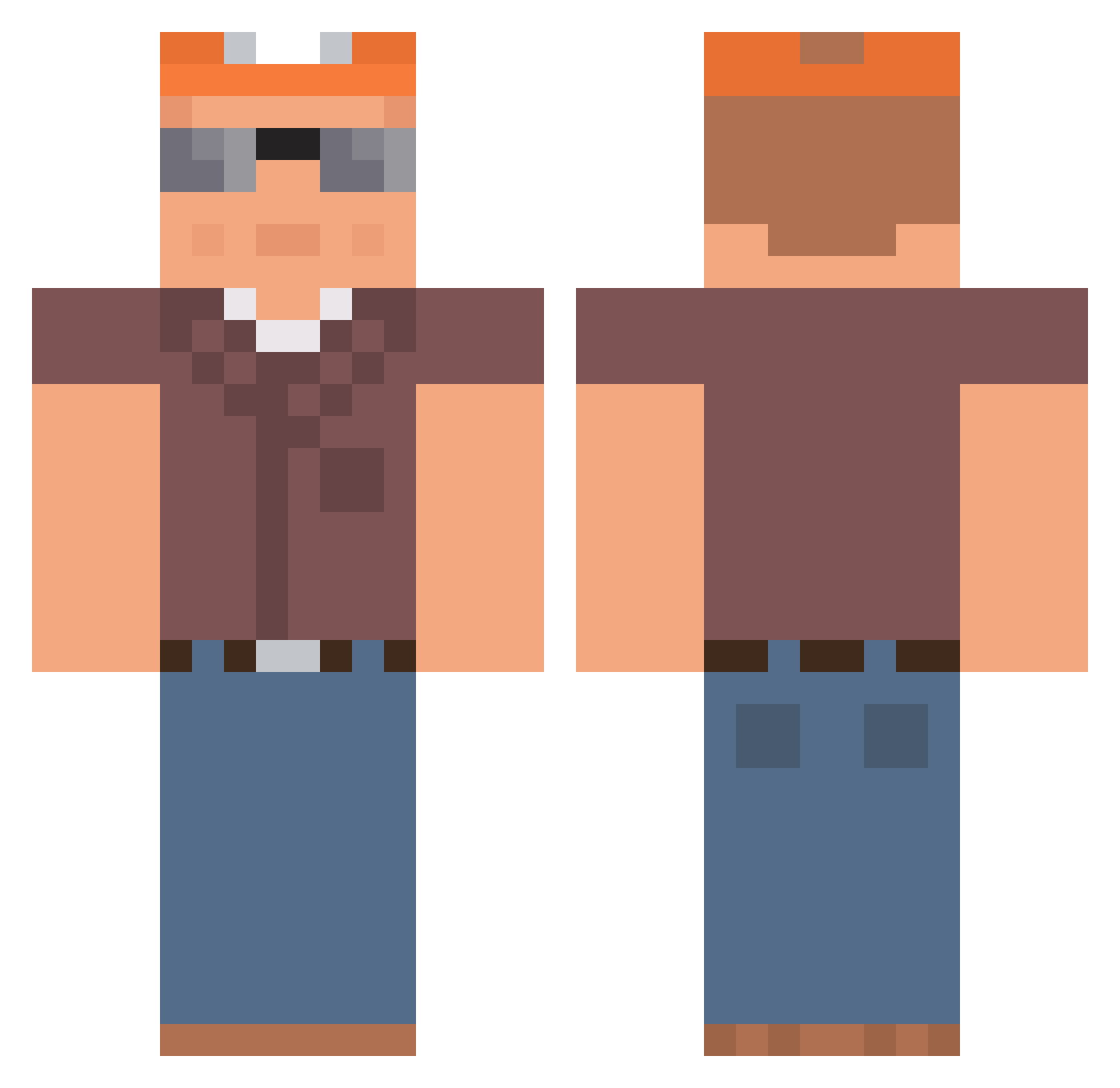 PeacefulSpoon Minecraft skin, front and back view
