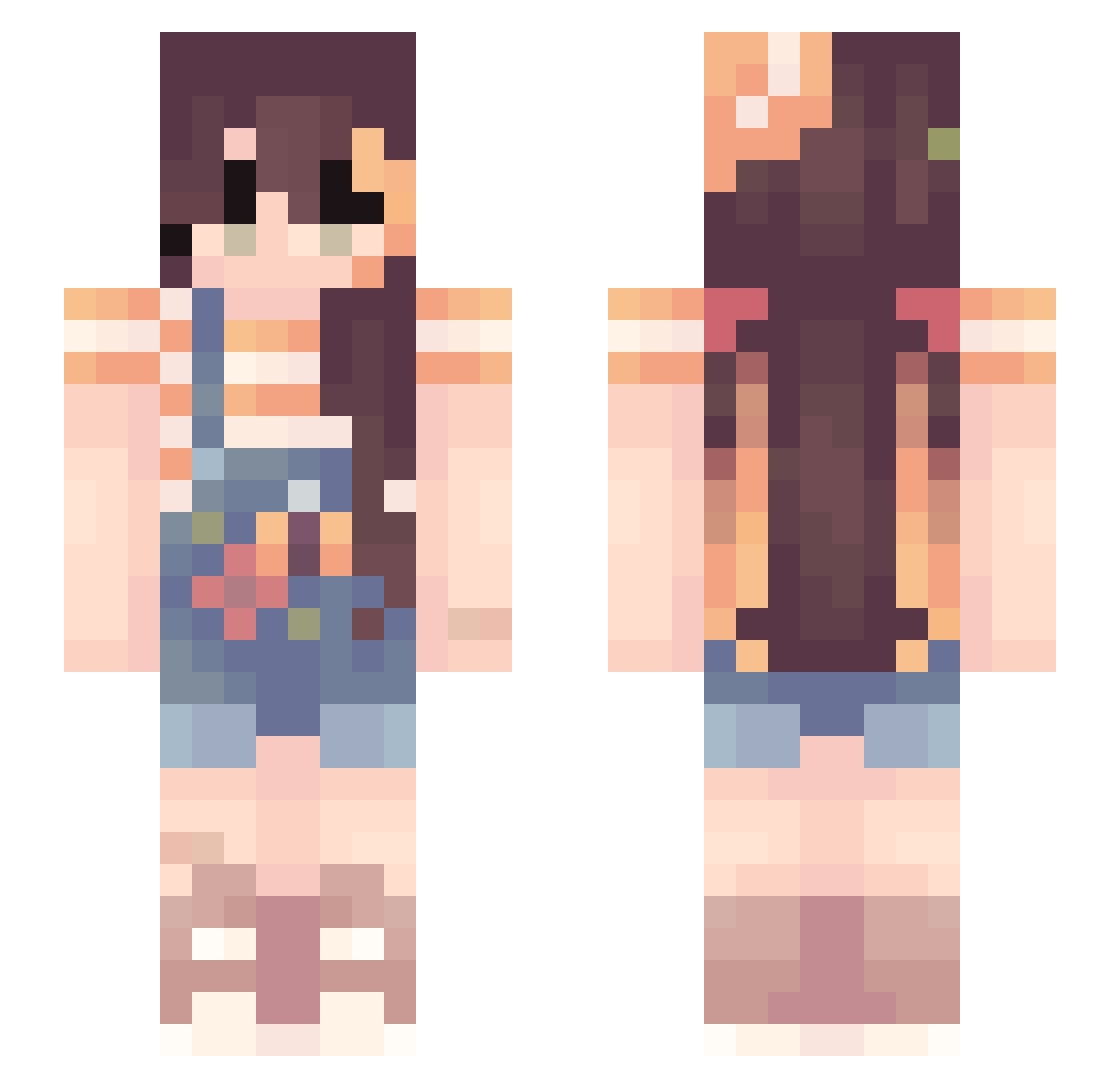 1OddFruit Minecraft skin, front and back view