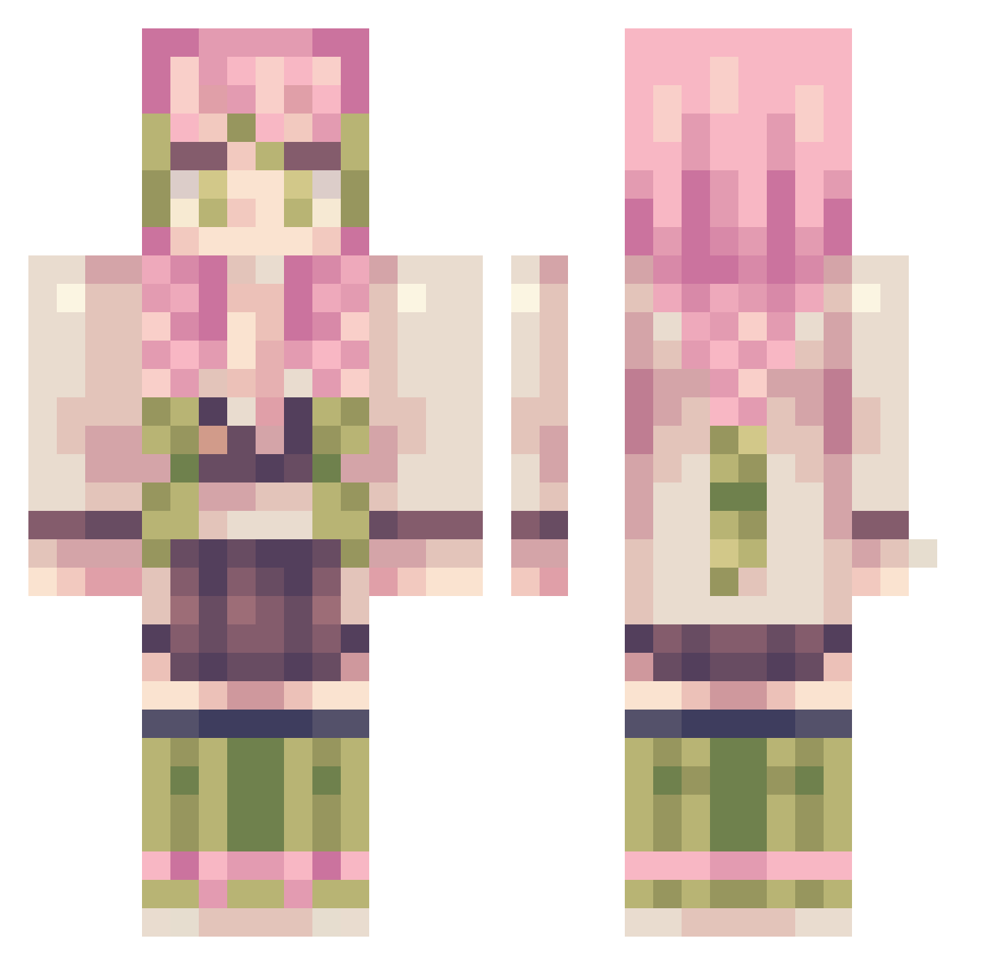 Encephalitis Minecraft skin, front and back view