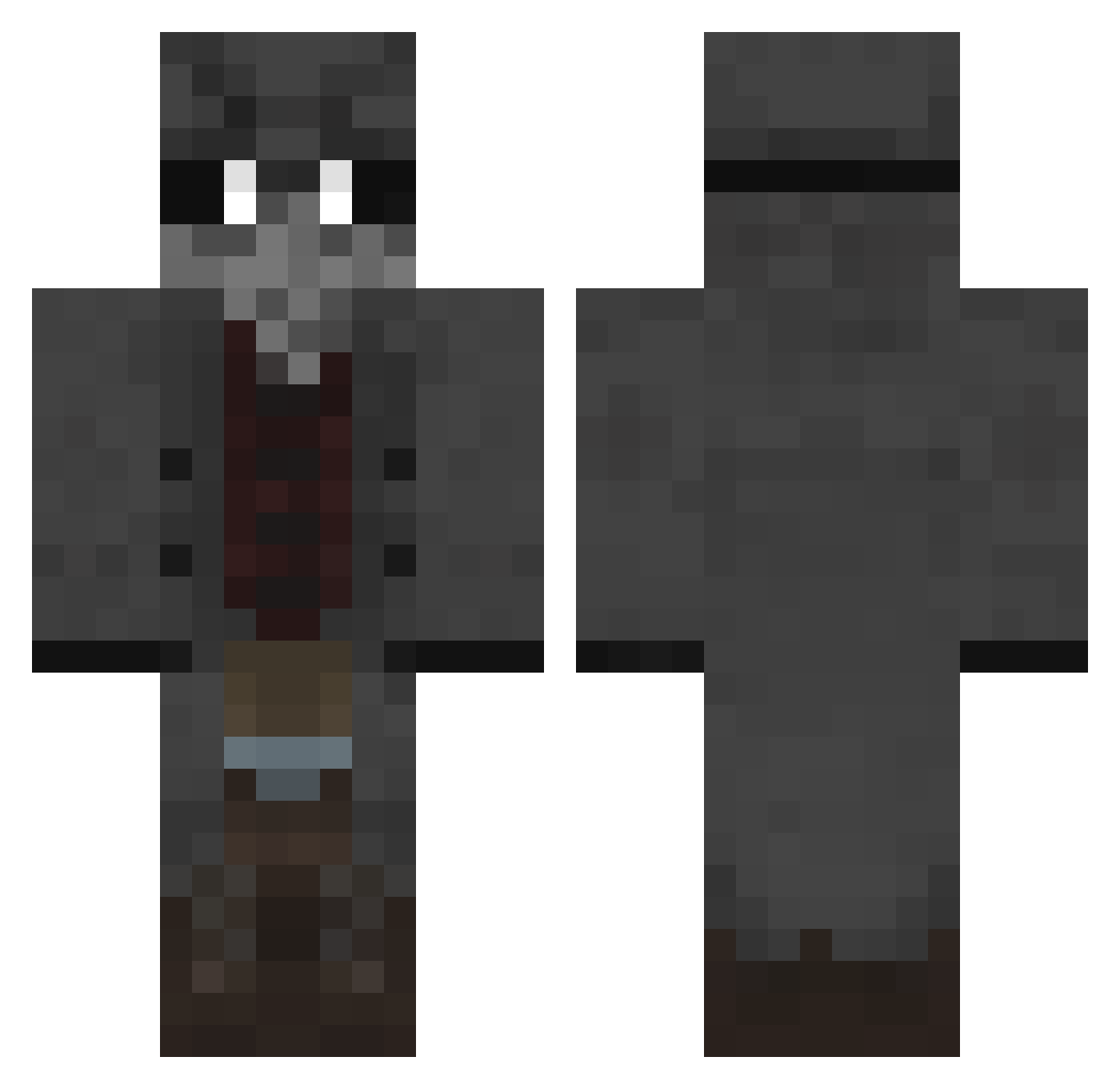 Shadow_Gundam Minecraft skin, front and back view