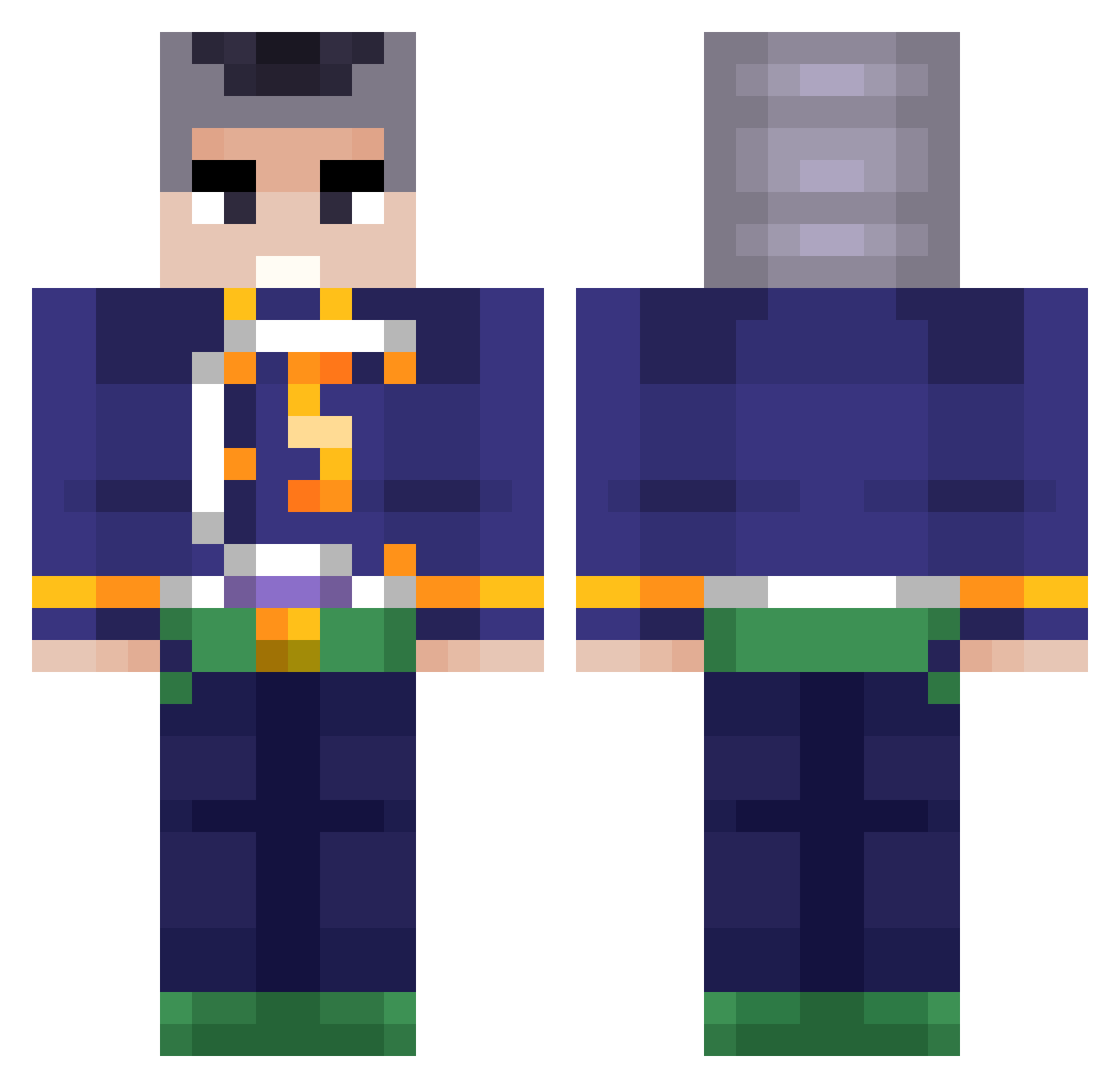 MaroonFive Minecraft skin, front and back view