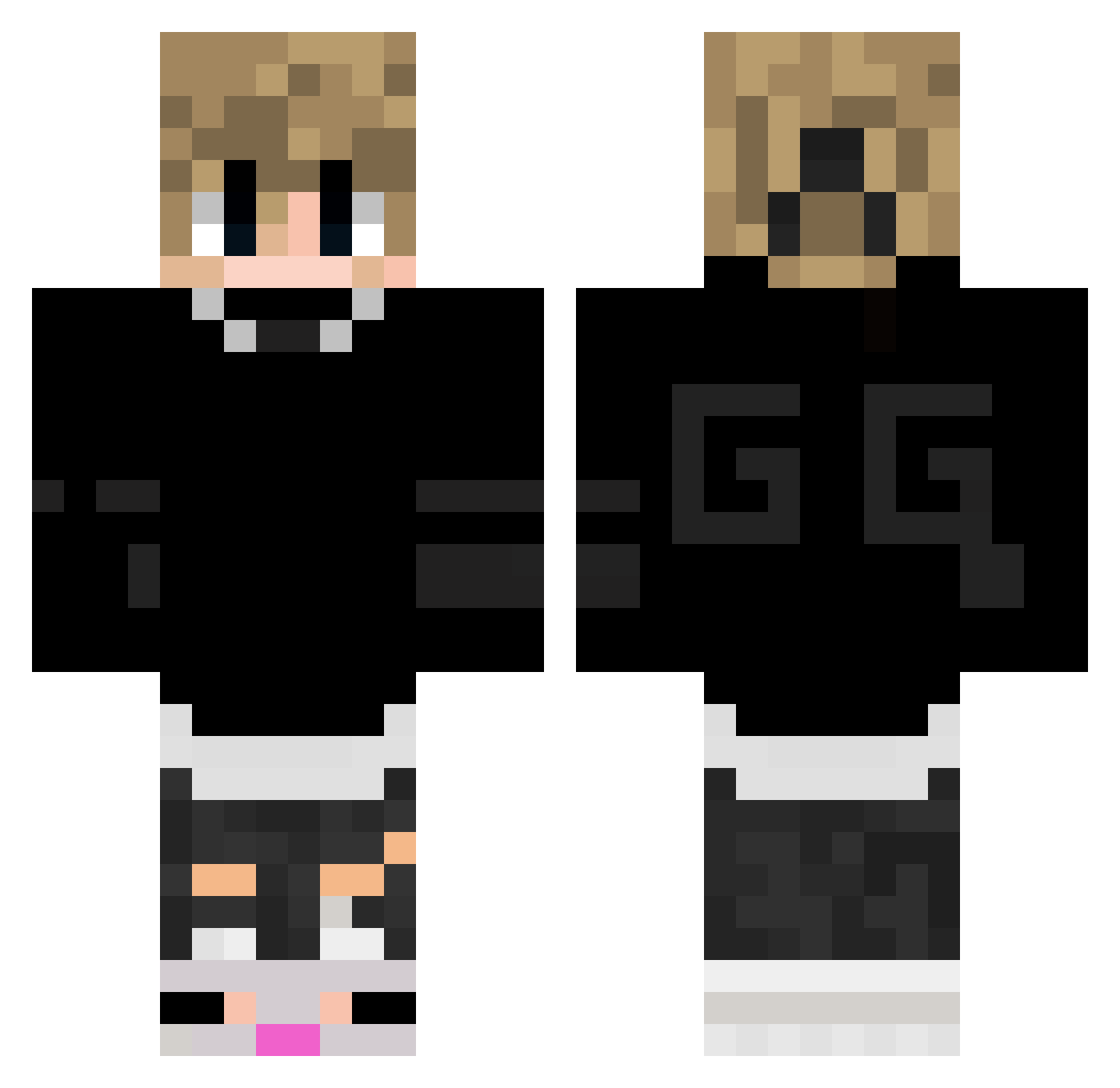 ItzQuvii Minecraft skin, front and back view