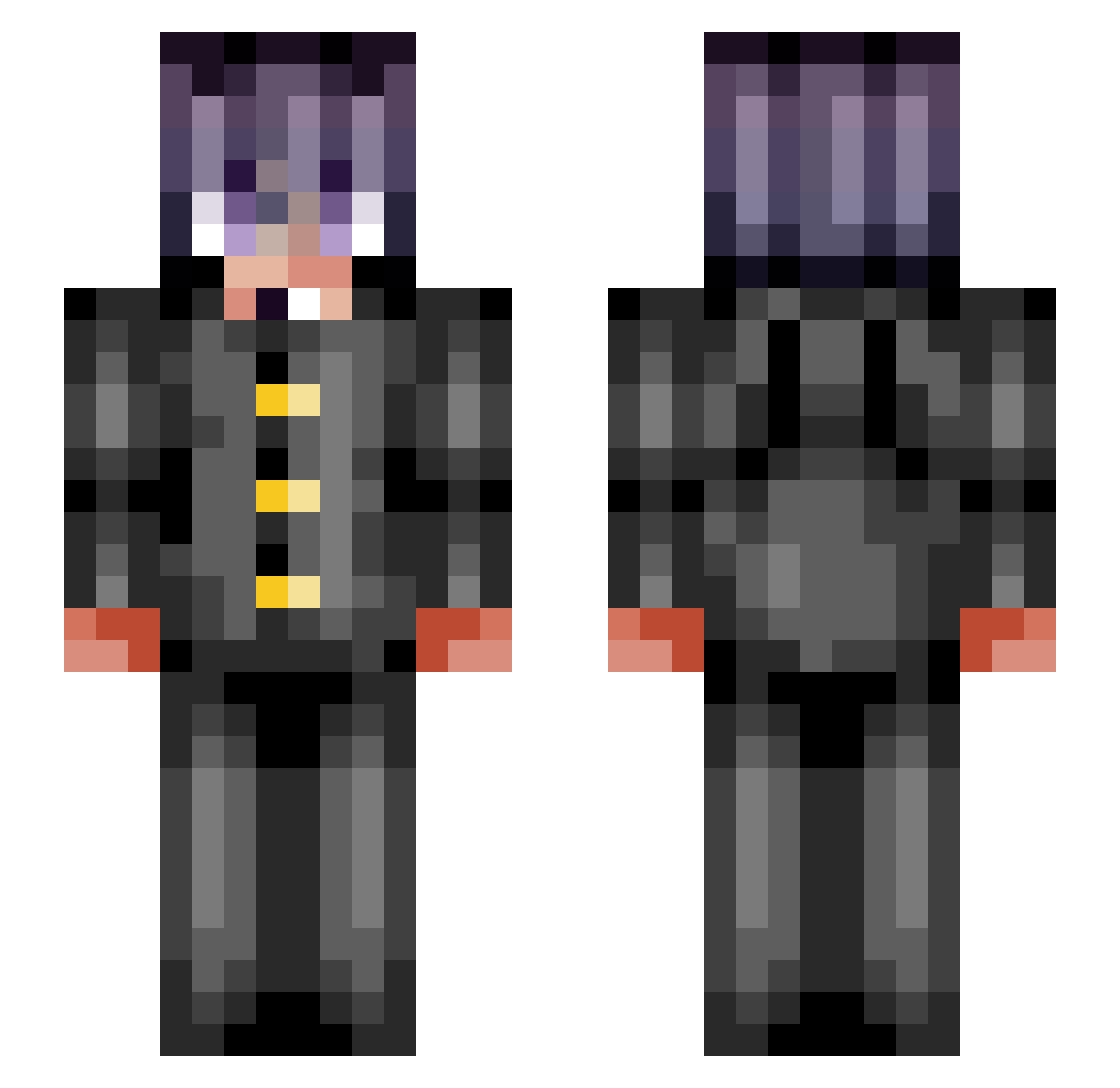 Benhybenson Minecraft skin, front and back view