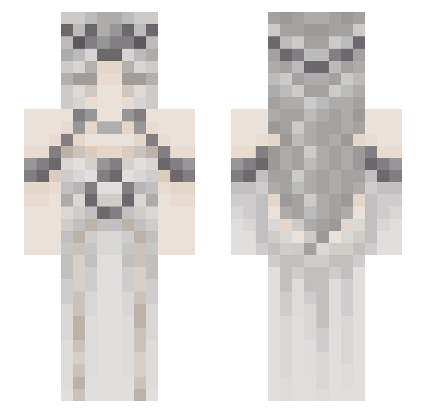 Vintixe Minecraft skin, front and back view