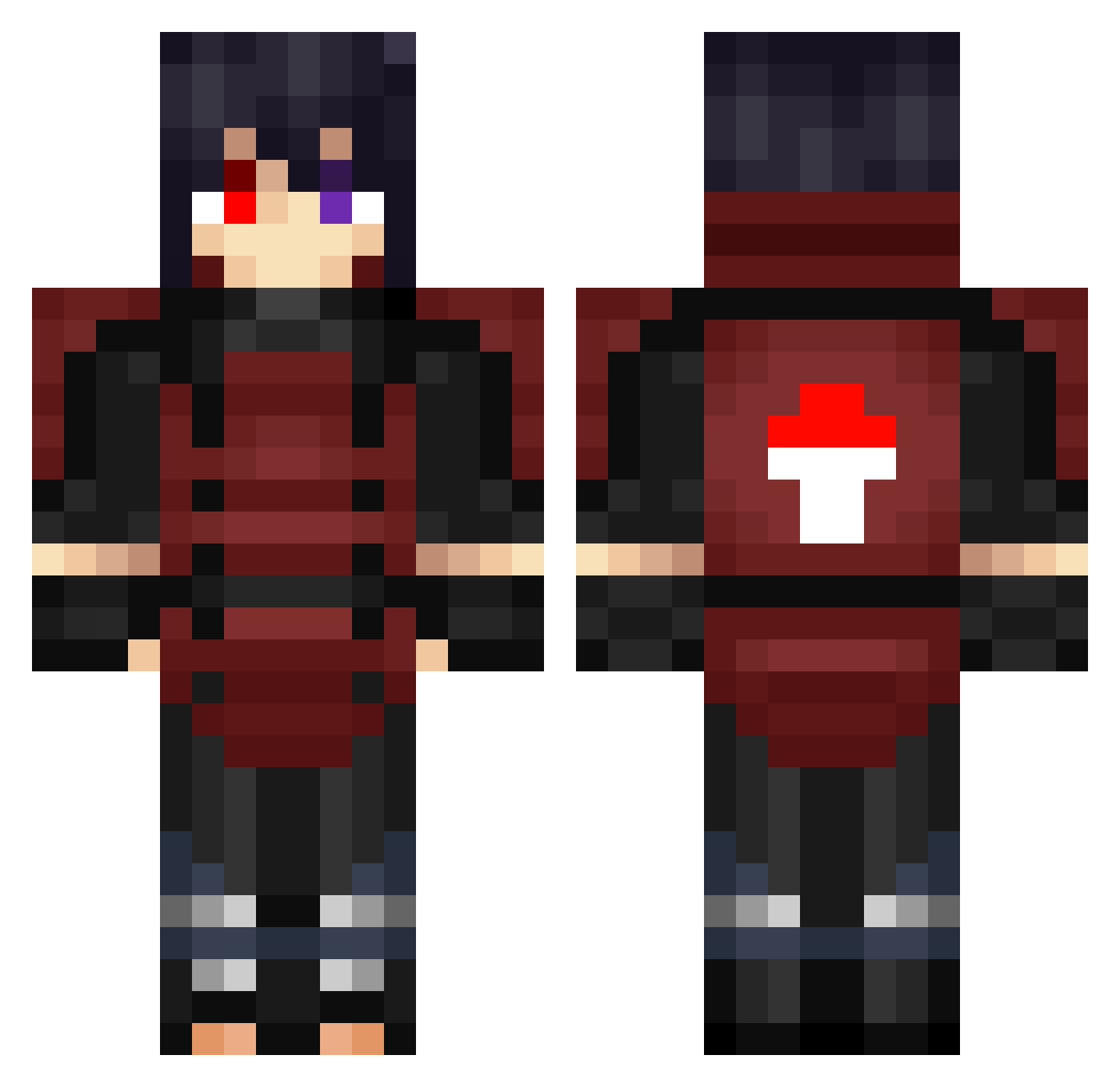 LEVEL666NIU Minecraft skin, front and back view
