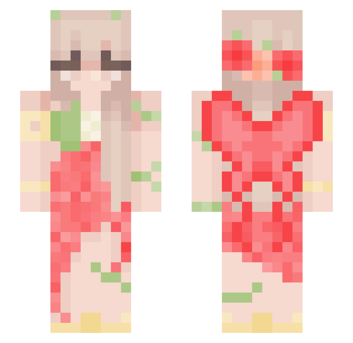 littlebows Minecraft skin, front and back view
