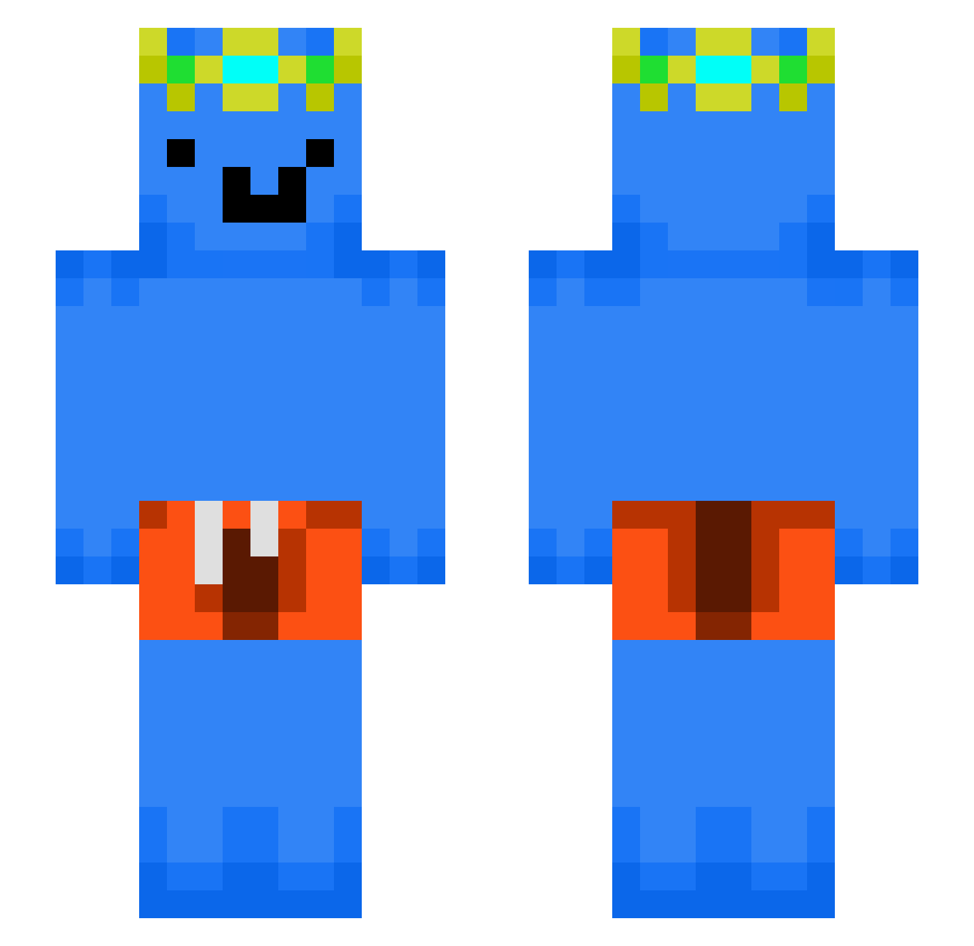 AshiWest Minecraft skin, front and back view
