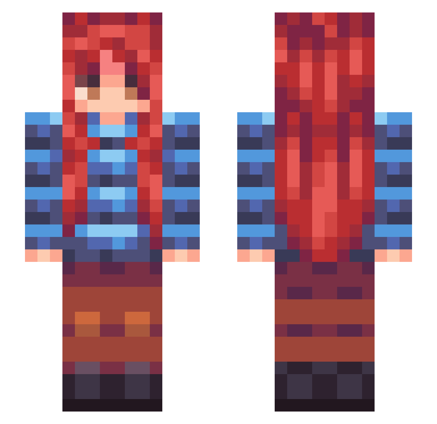 Supersimmm Minecraft skin, front and back view