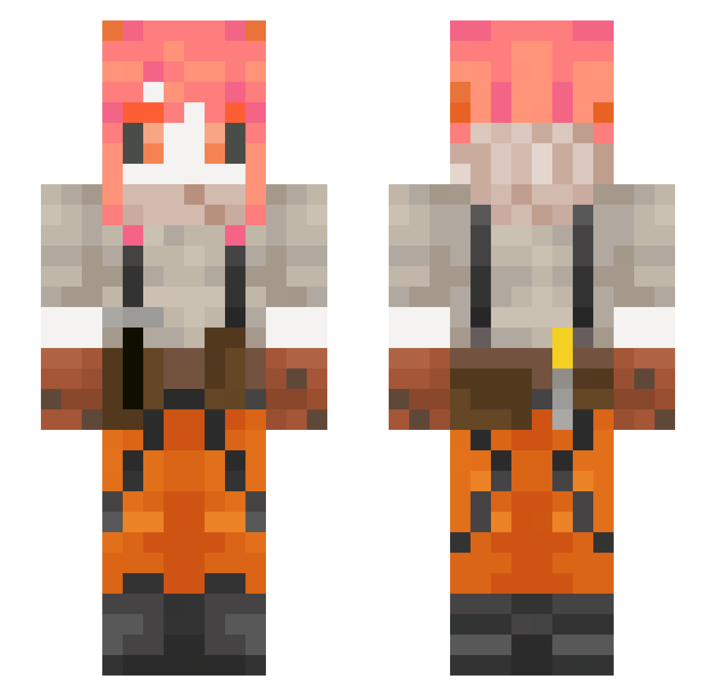 PrinceEris Minecraft skin, front and back view