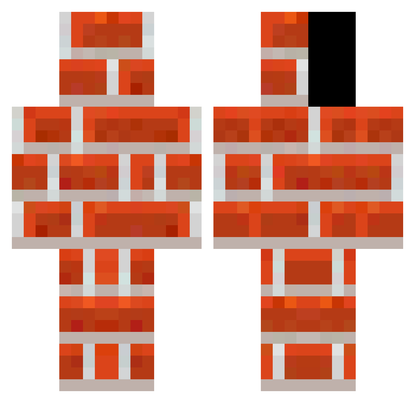 outrecuidance Minecraft skin, front and back view