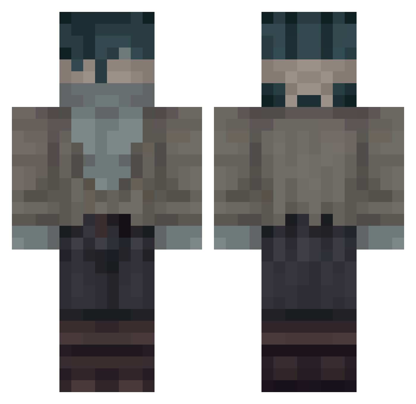 Cacaboudinio Minecraft skin, front and back view