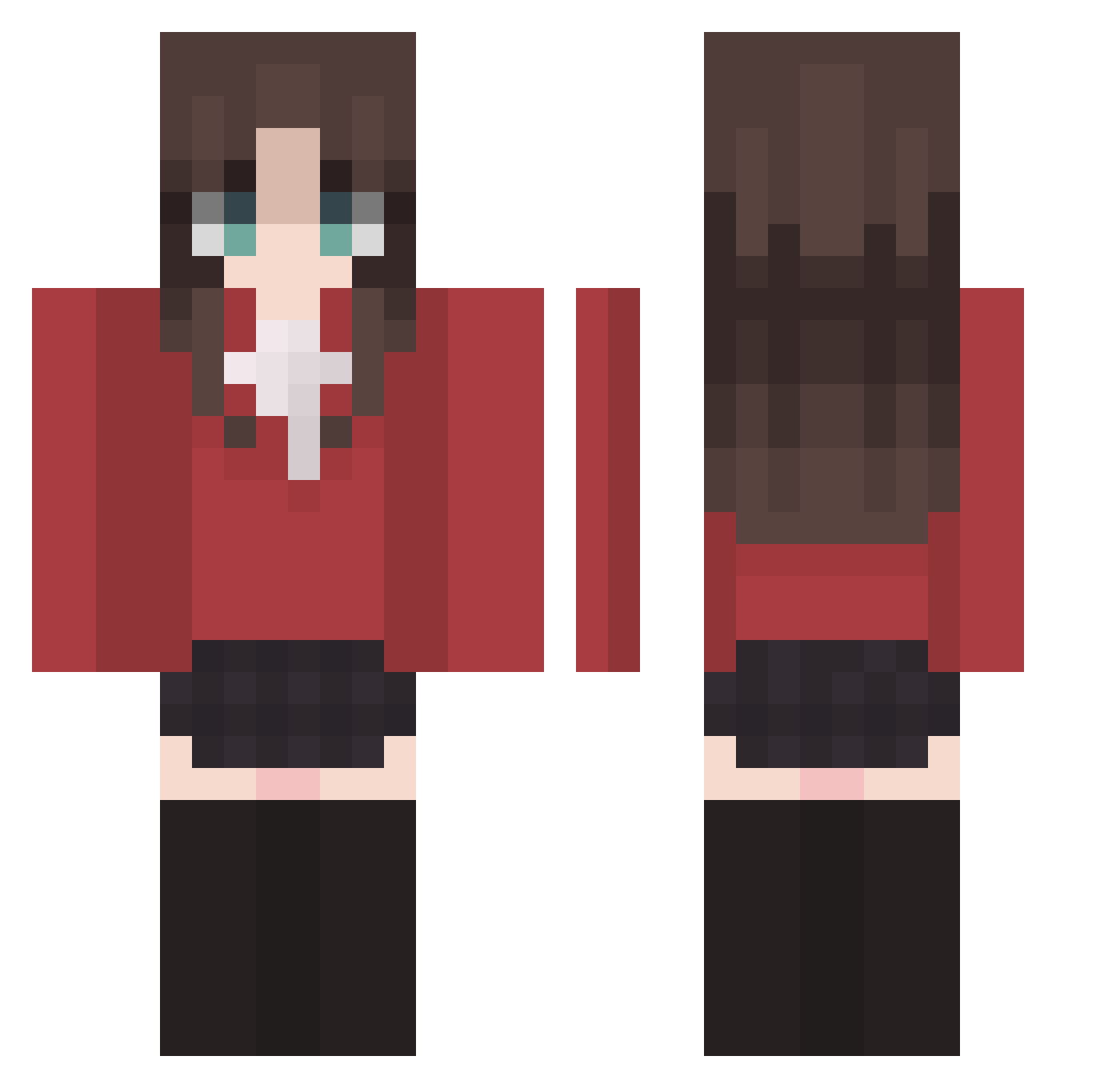 Anlx Minecraft skin, front and back view
