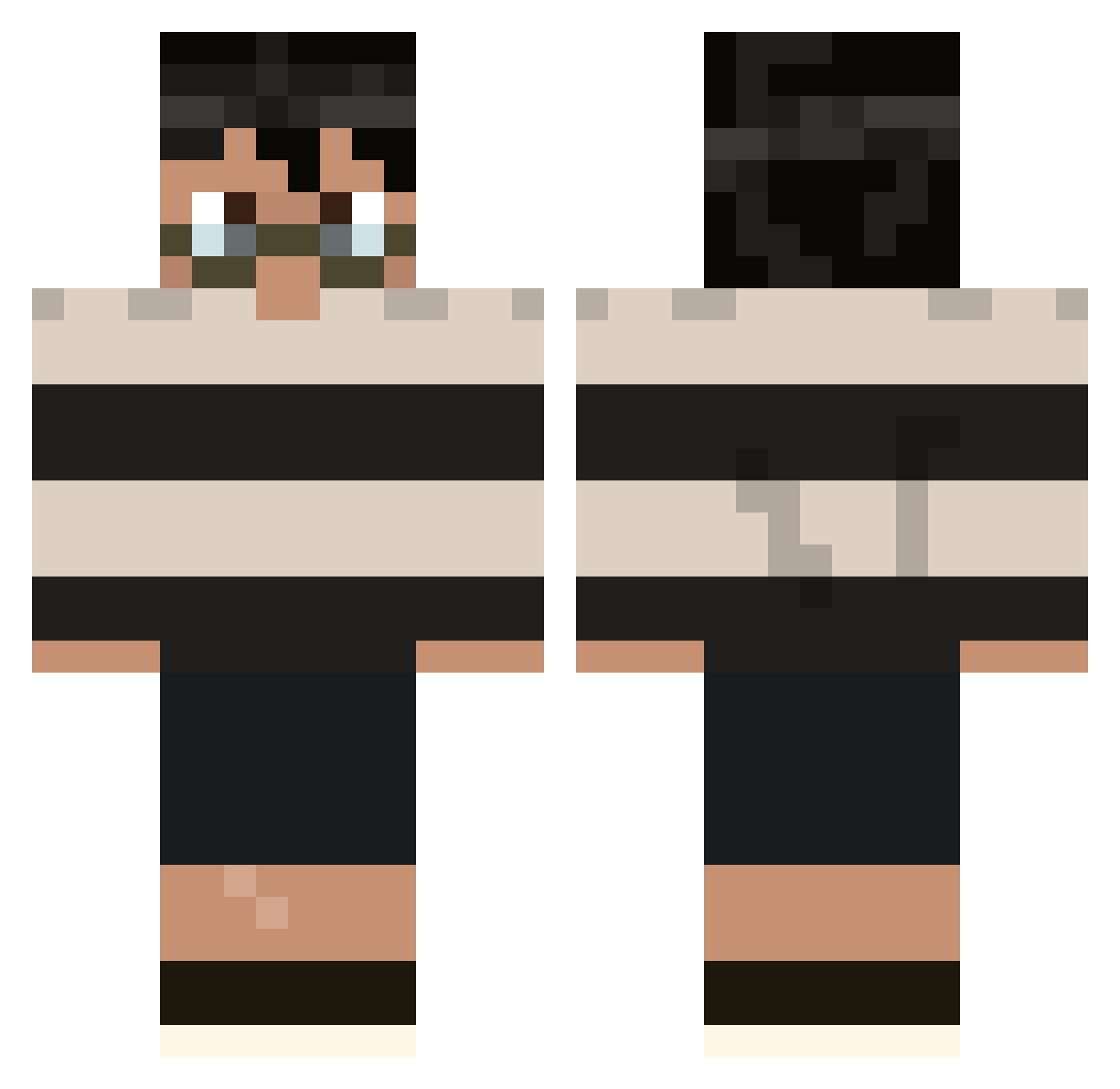 CharkyThePec Minecraft skin, front and back view