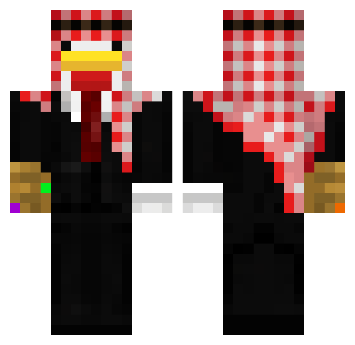 3FUNXD Minecraft skin, front and back view