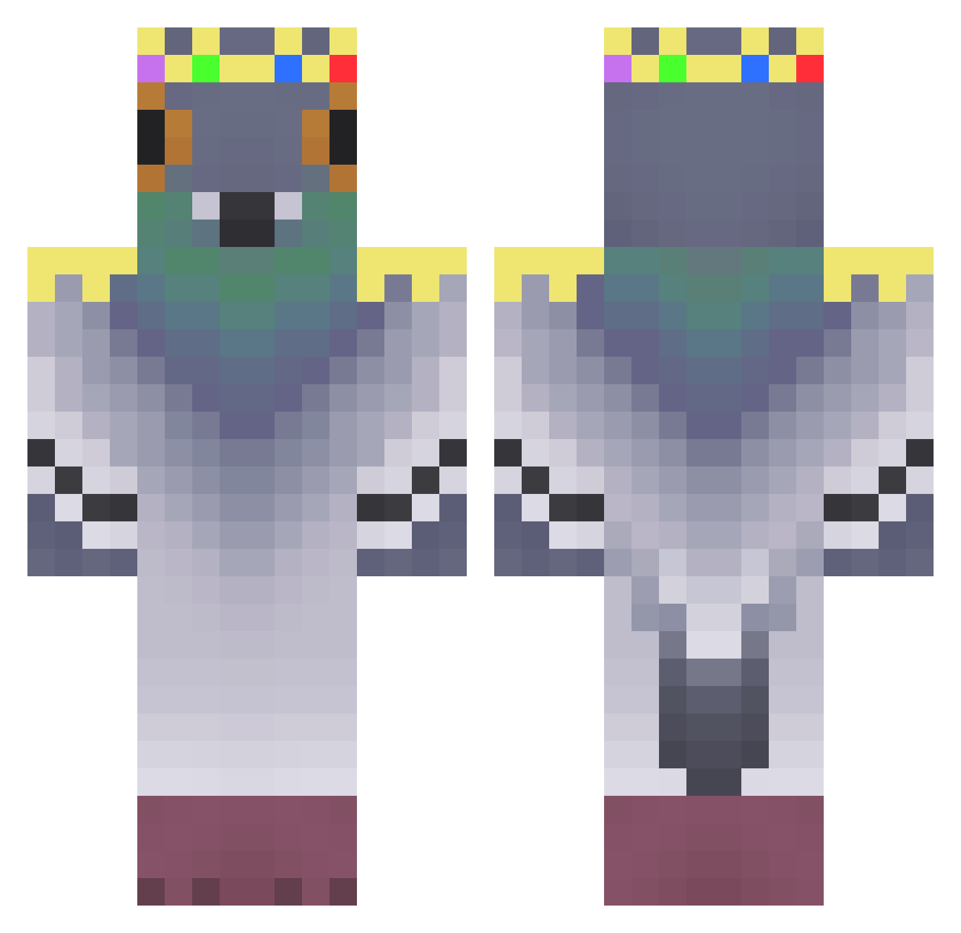 RatTheRatty Minecraft skin, front and back view