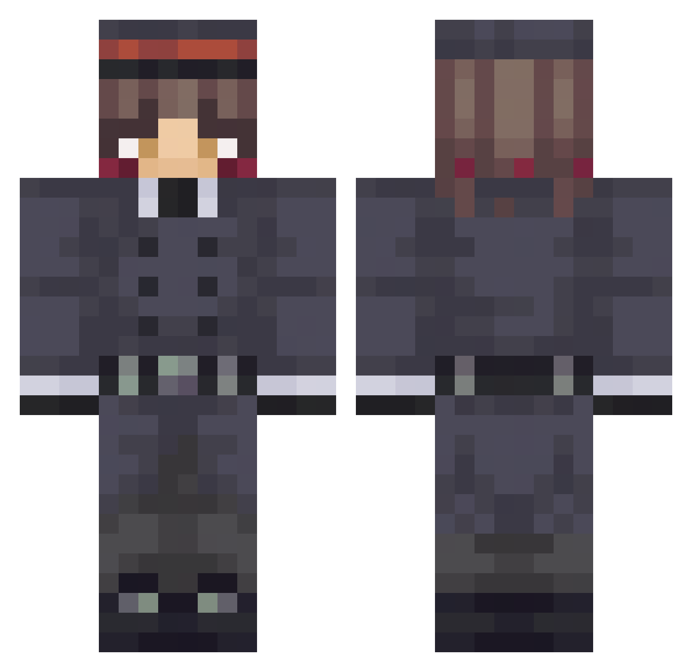 Mjaukatt Minecraft skin, front and back view