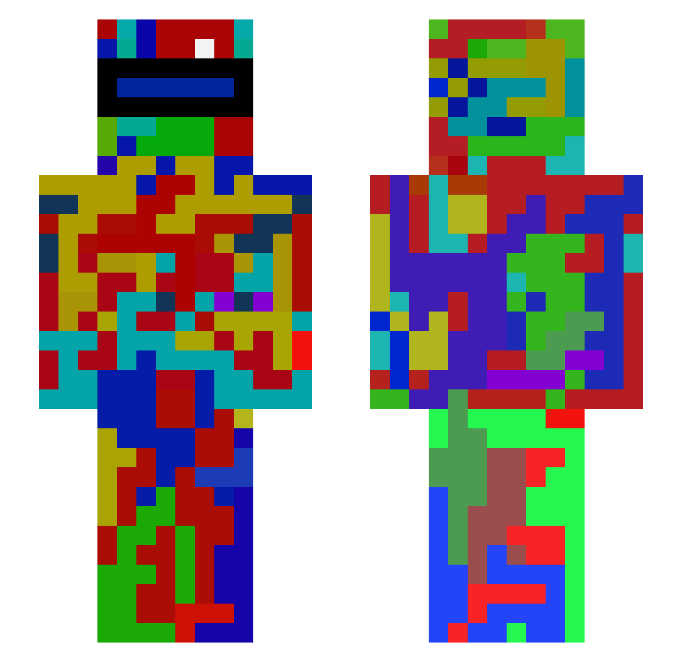 HIGHLITEE Minecraft skin, front and back view