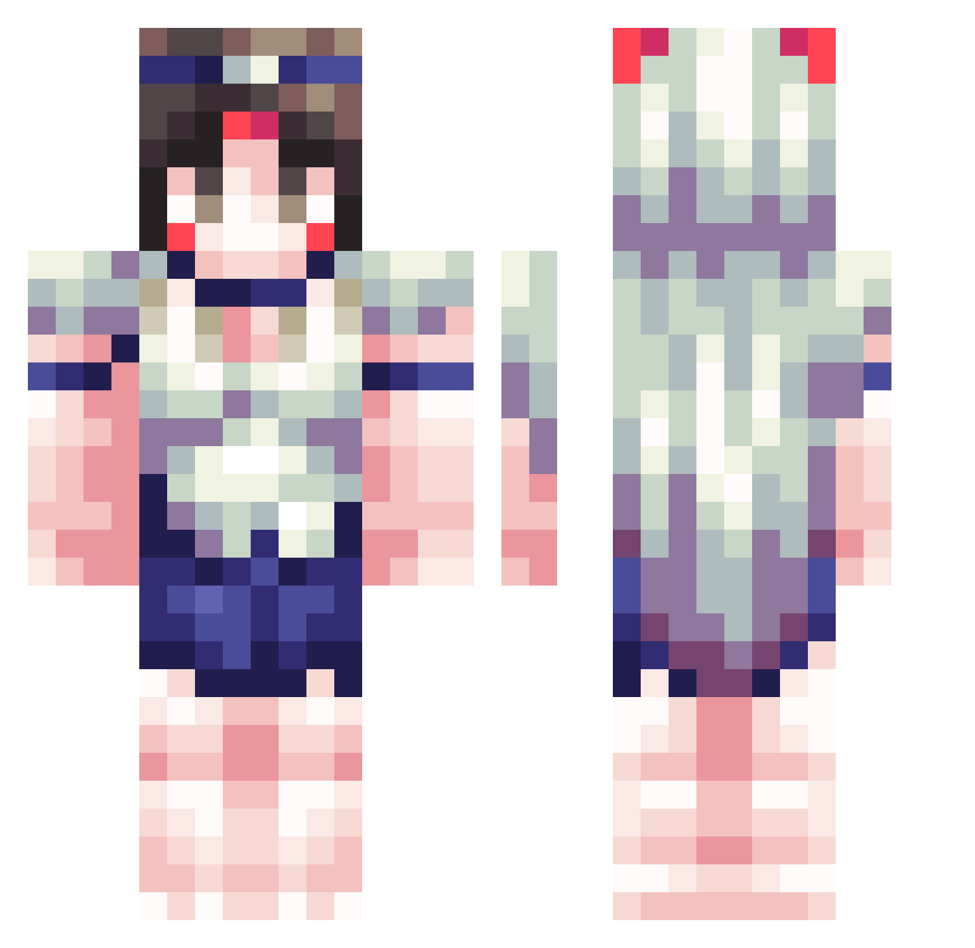 Participant Minecraft skin, front and back view