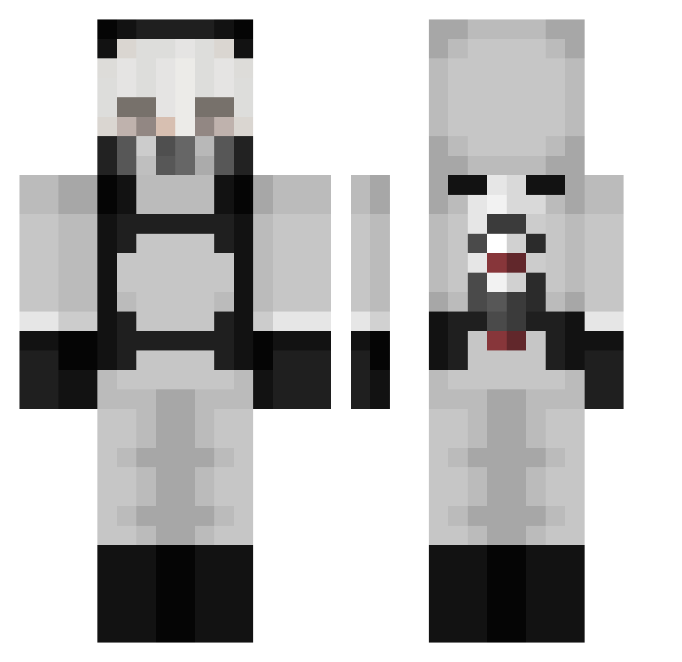 GmS1lent Minecraft skin, front and back view