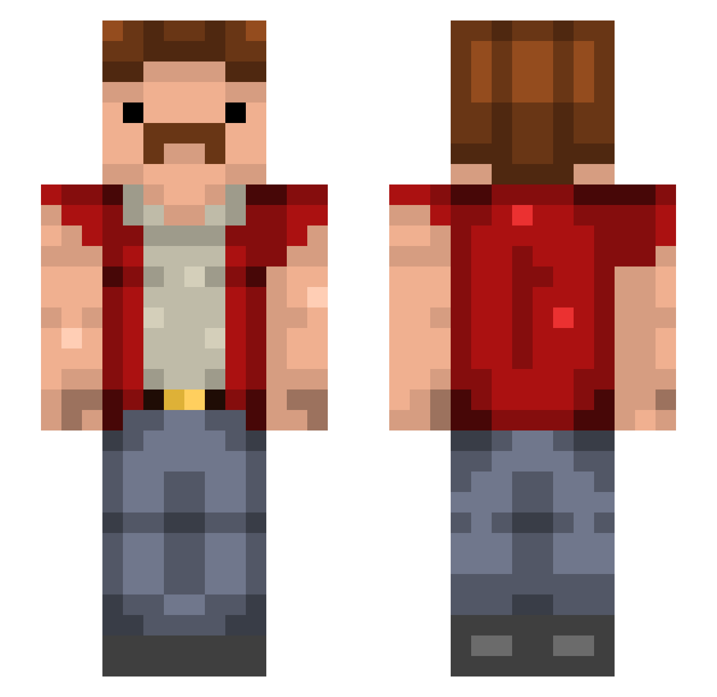Pombe Minecraft skin, front and back view
