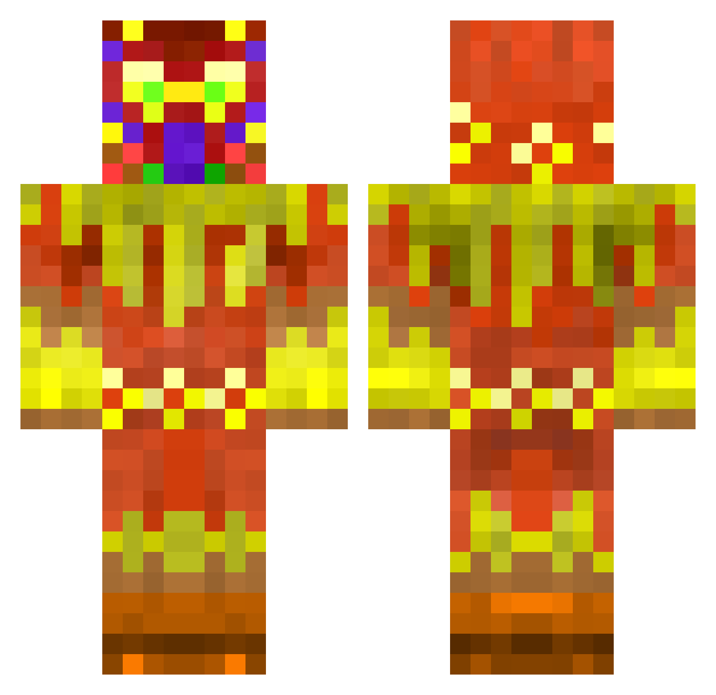 Disintegrations Minecraft skin, front and back view
