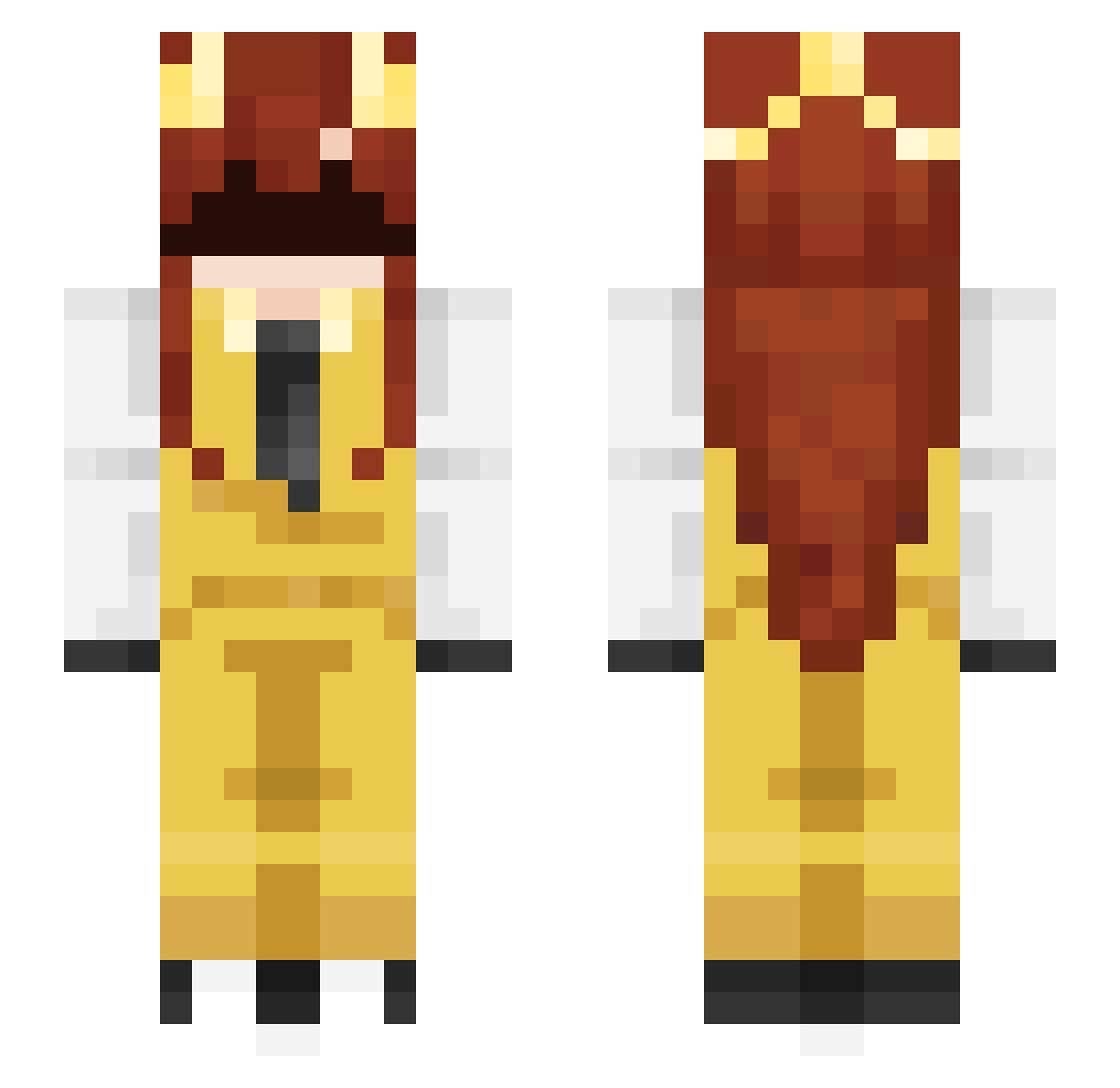 Slacktra Minecraft skin, front and back view