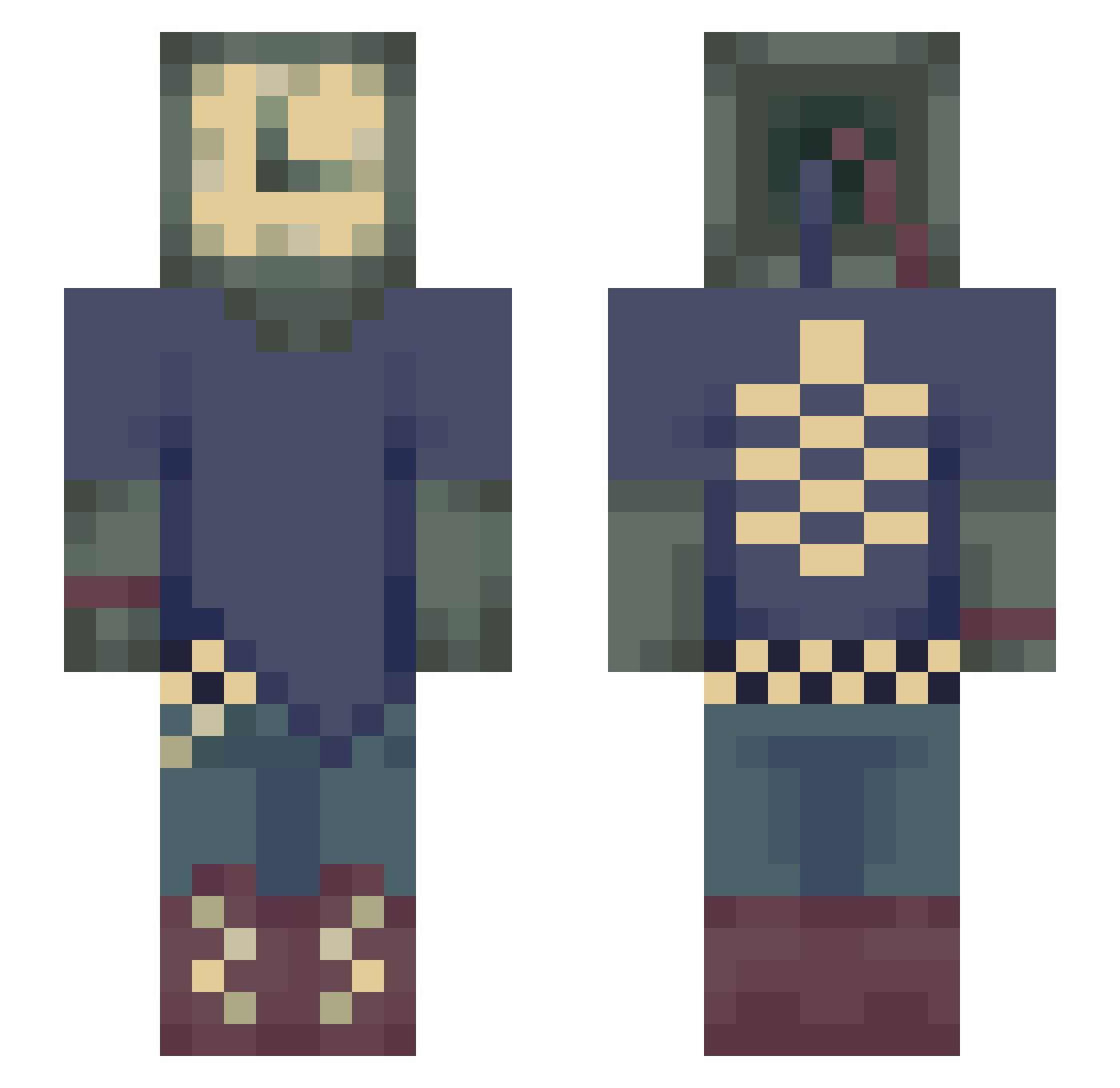 geekymartian Minecraft skin, front and back view