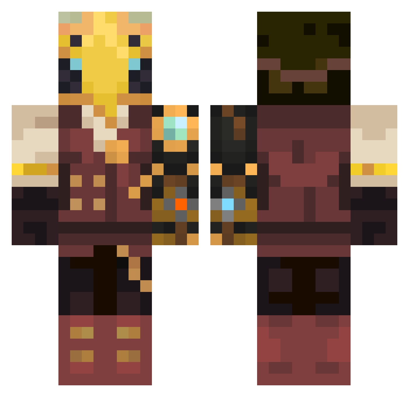 celownik Minecraft skin, front and back view