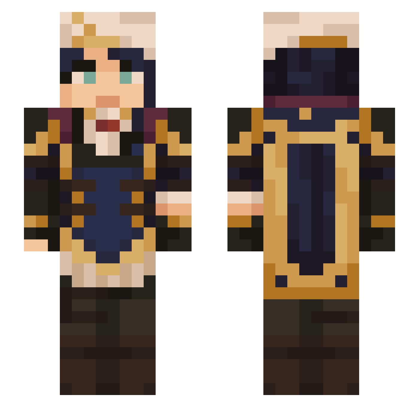enjoyQuiet Minecraft skin, front and back view