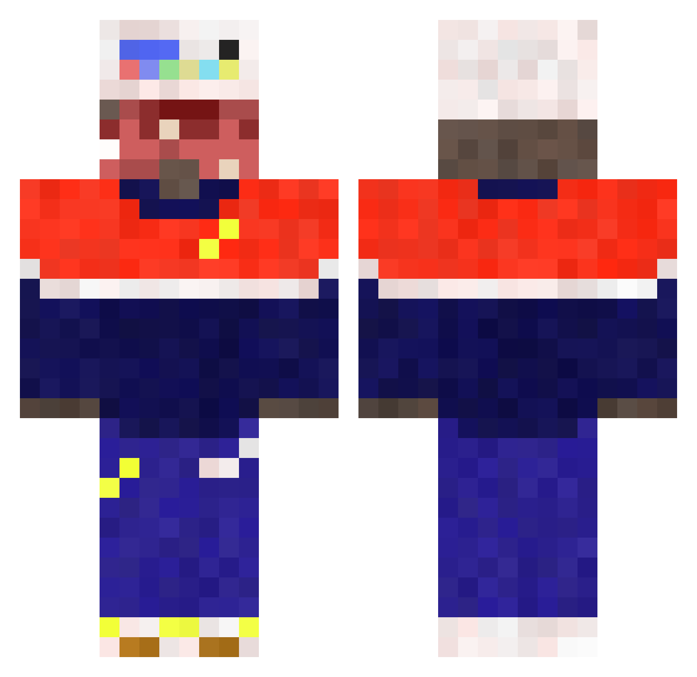 TaaB2craft Minecraft skin, front and back view