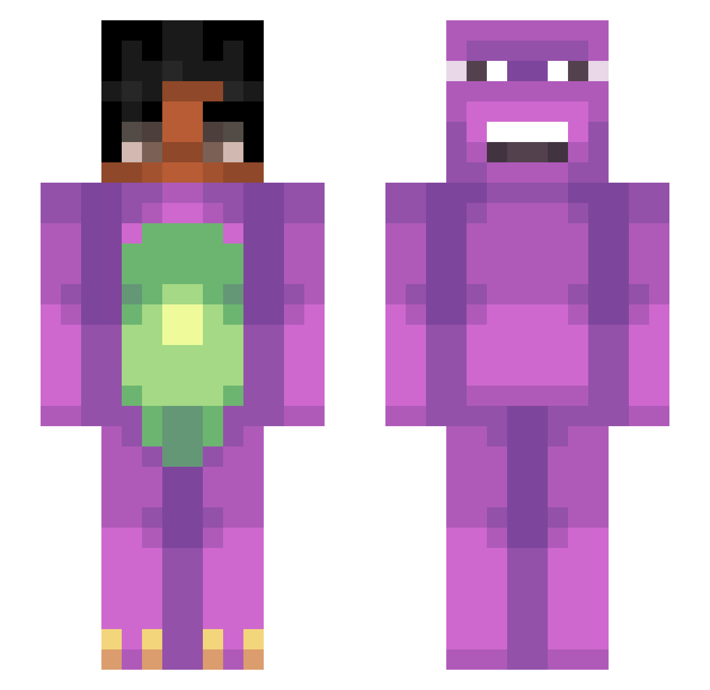 Unhxppy Minecraft skin, front and back view