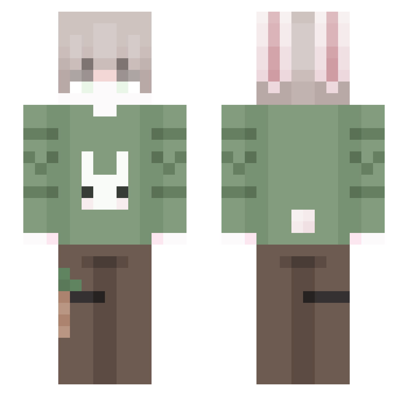 CakeyBunny Minecraft skin, front and back view