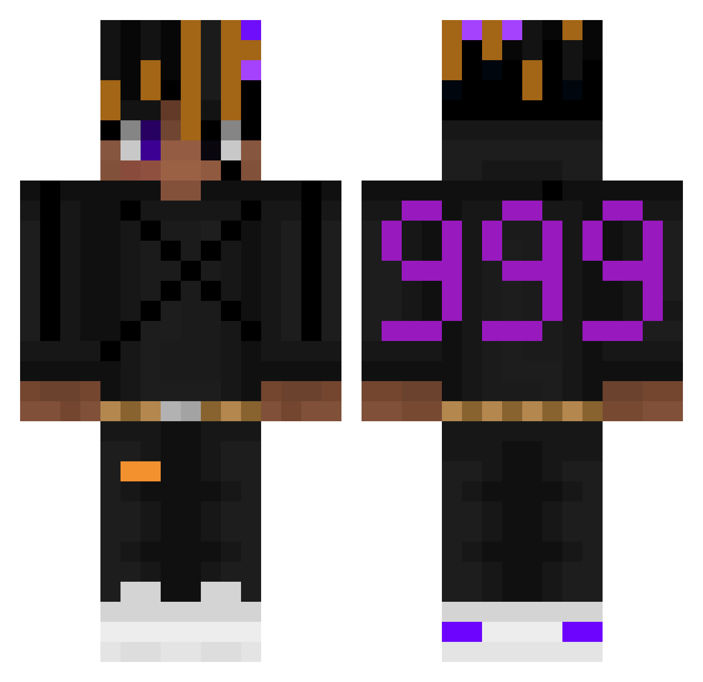 Wadenows Minecraft skin, front and back view